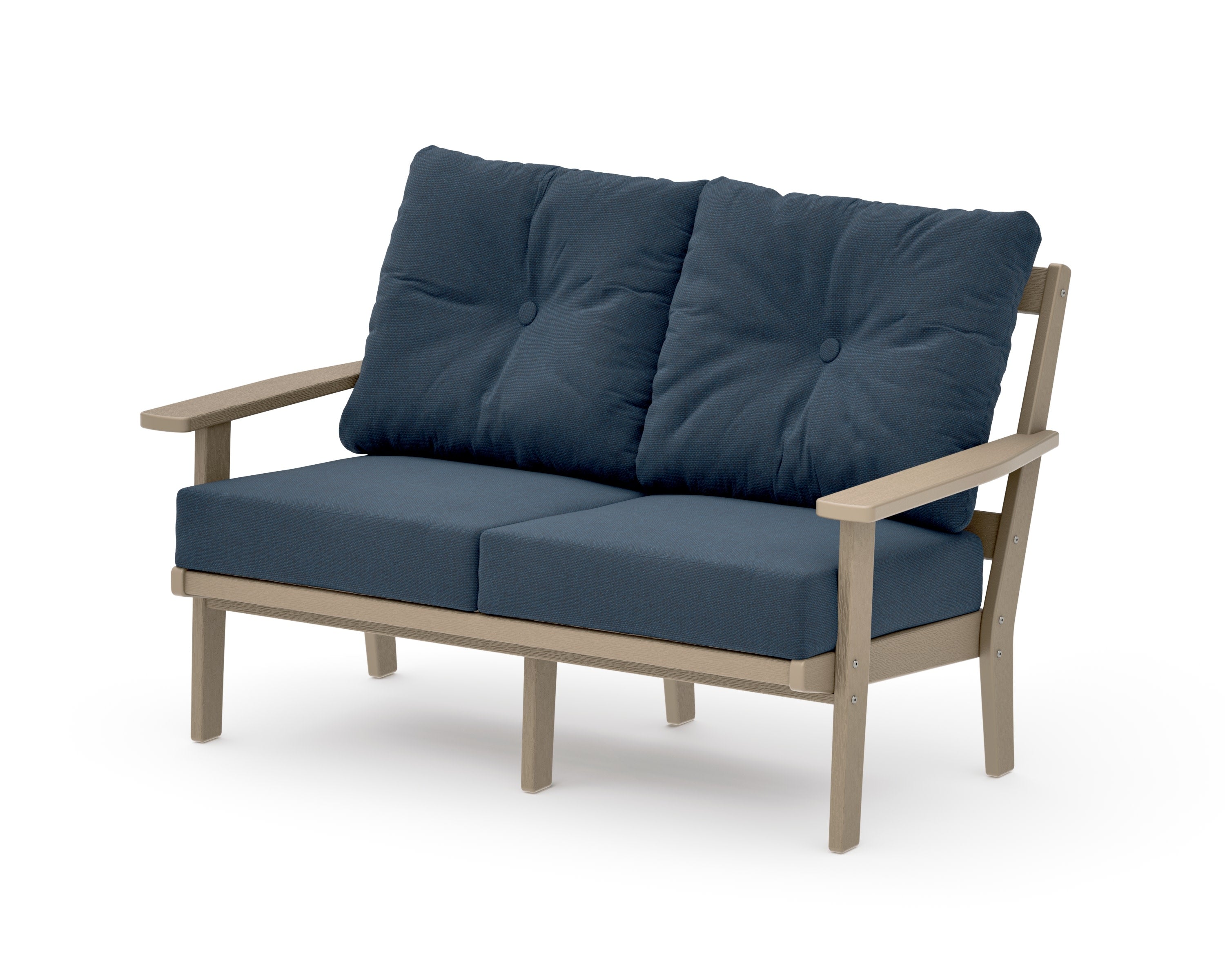 Prairie Deep SeatingLoveseat in Vintage Sahara / Marine Indigo