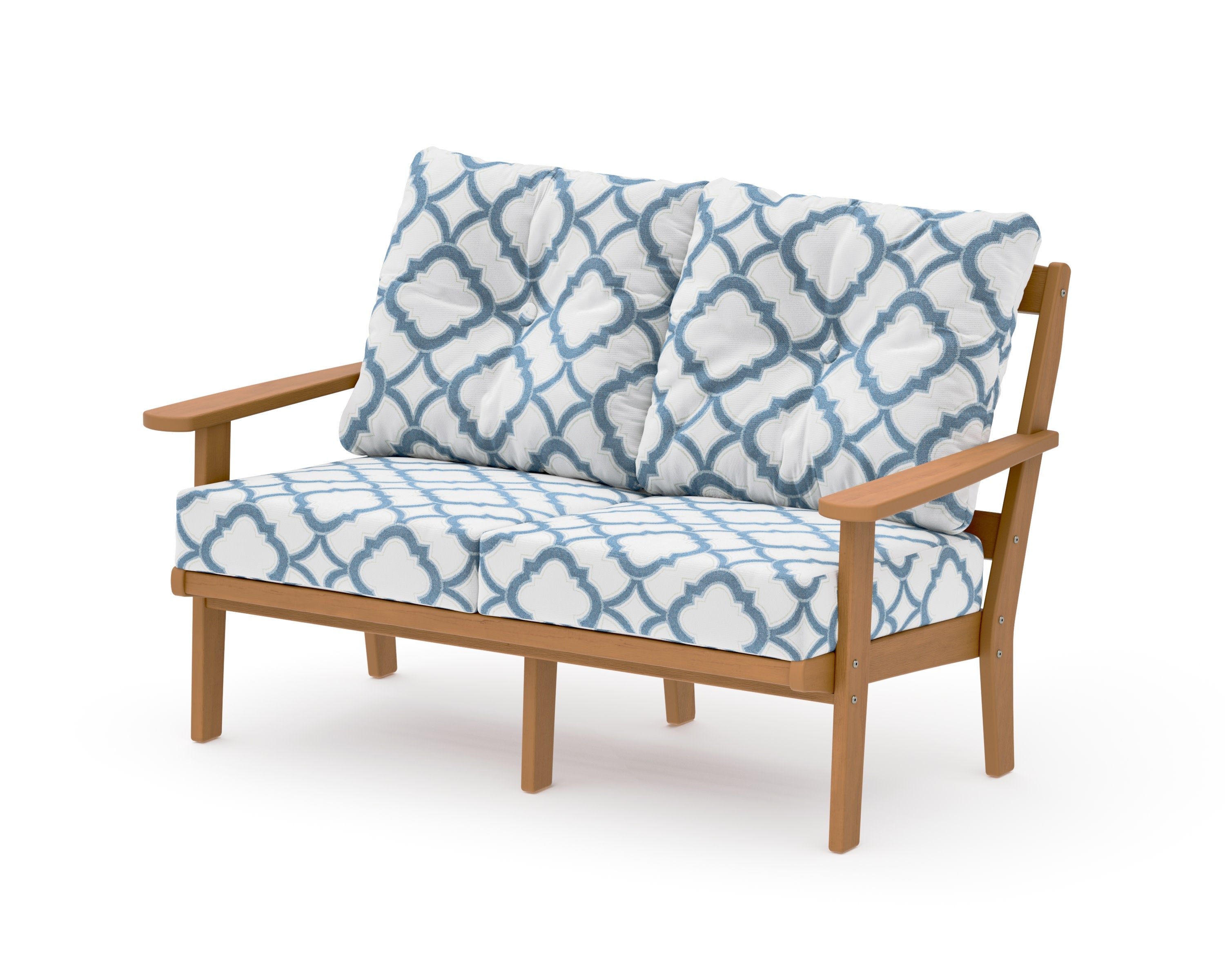 Mission Deep SeatingLoveseat in Natural / Trellis Sky Blue