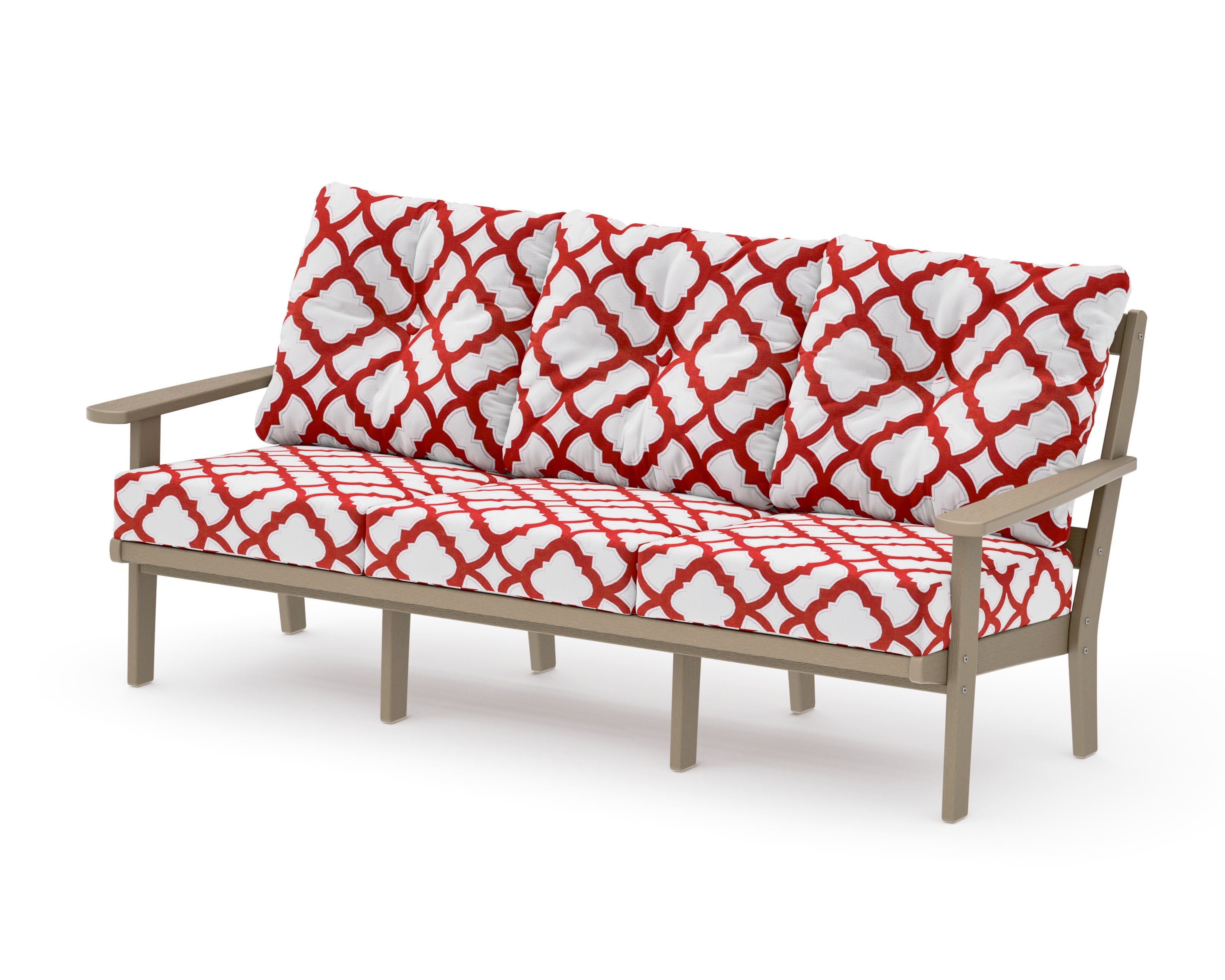 Mission Deep Seating Sofa in Vintage Sahara / Trellis Crimson