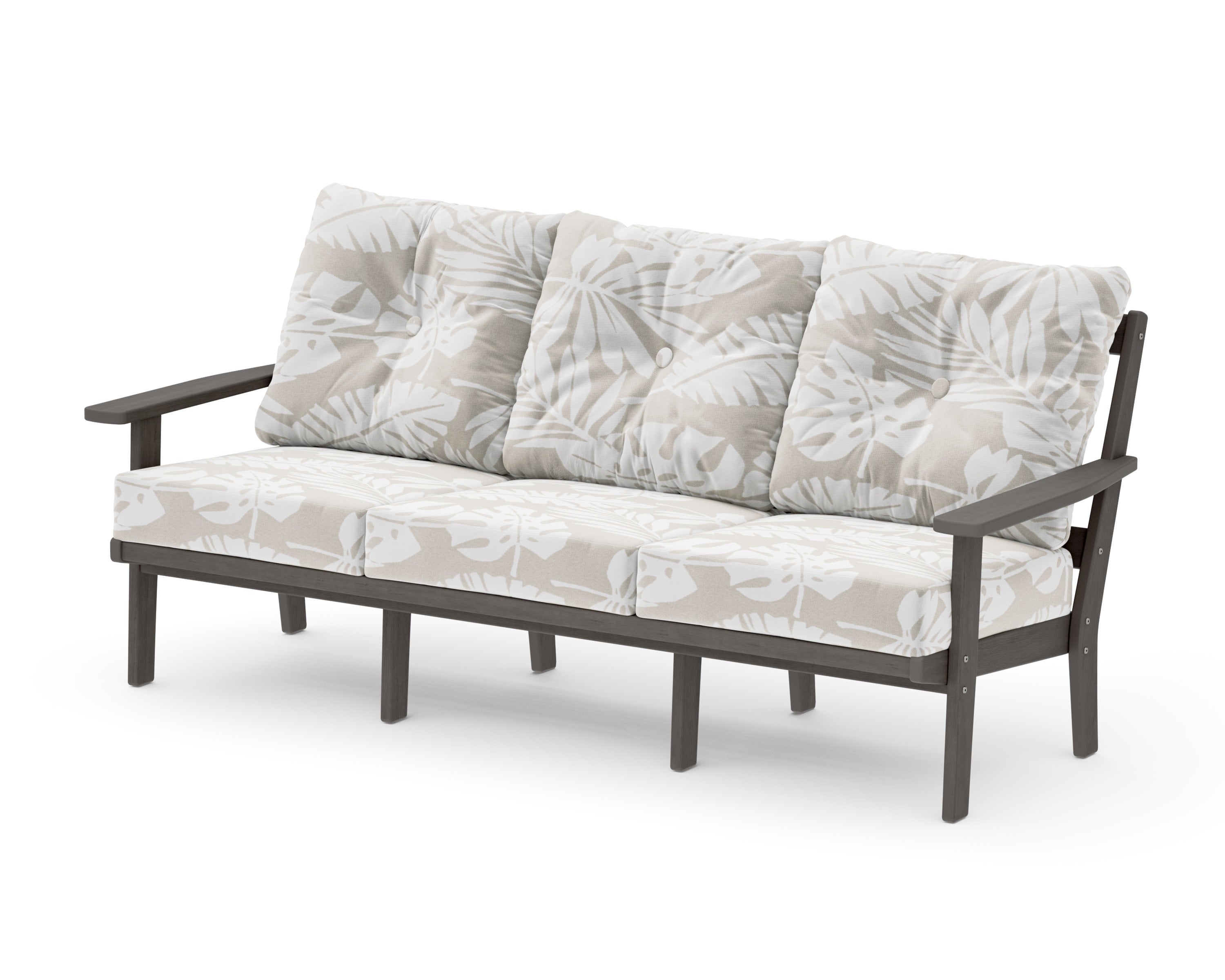 PrairieDeep Seating Sofa in Driftwood / Leaf Dune Burlap