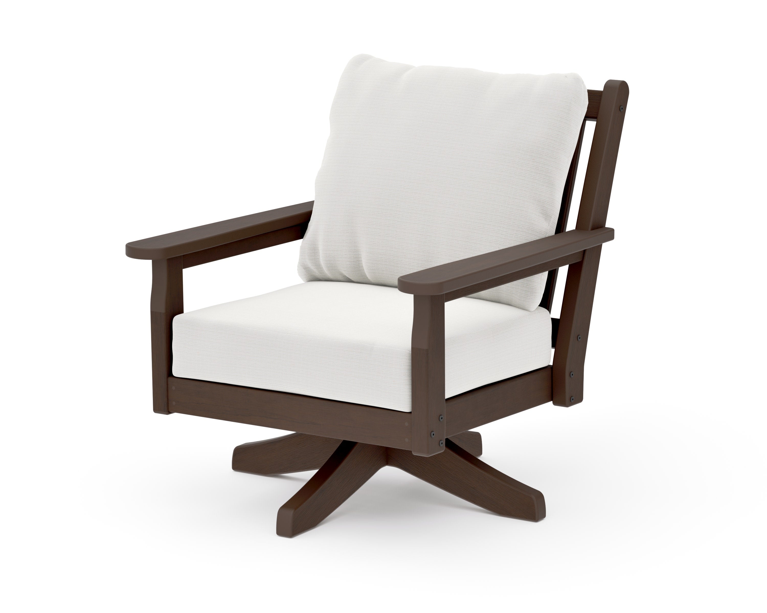 Chippendale Deep Seating Swivel Chair in Kona / Natural Linen