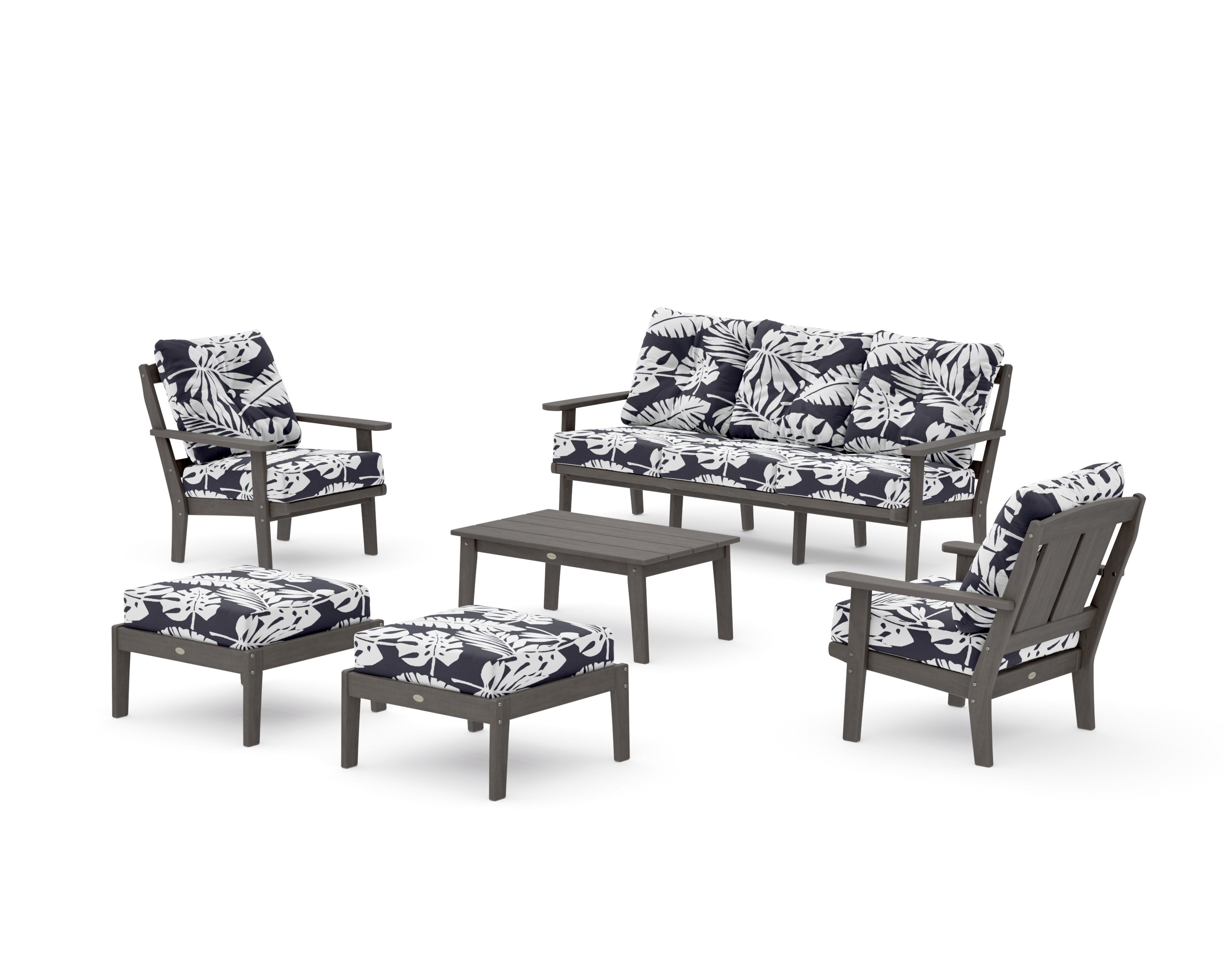 Mission 6-Piece Lounge Sofa Set in Driftwood / Leaf Navy
