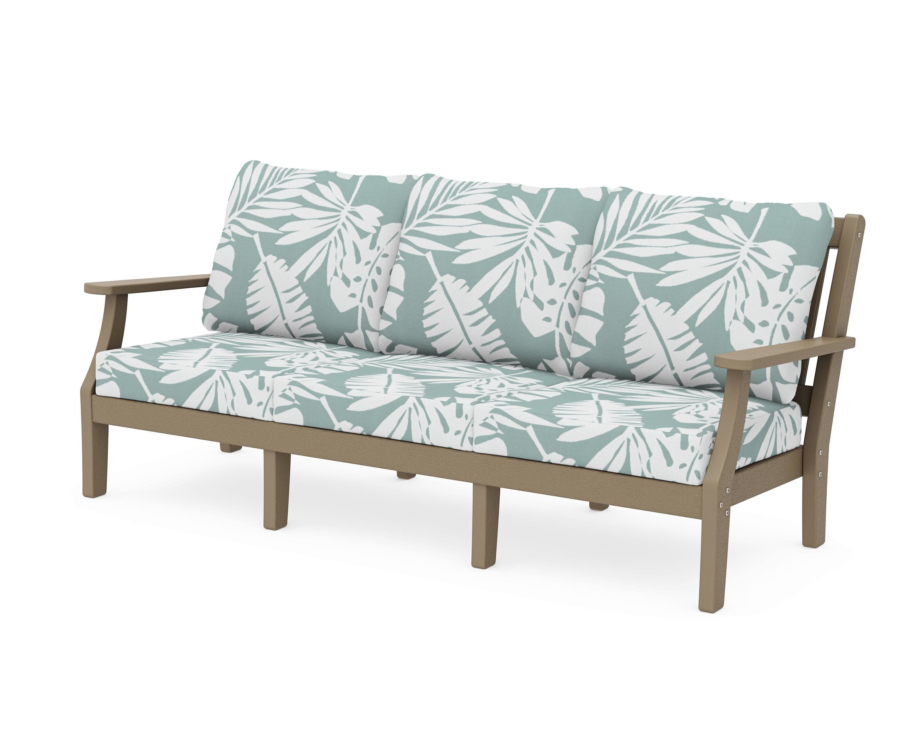 Chinoiserie Deep Seating Sofa in Vintage Sahara / Leaf Glacier Spa