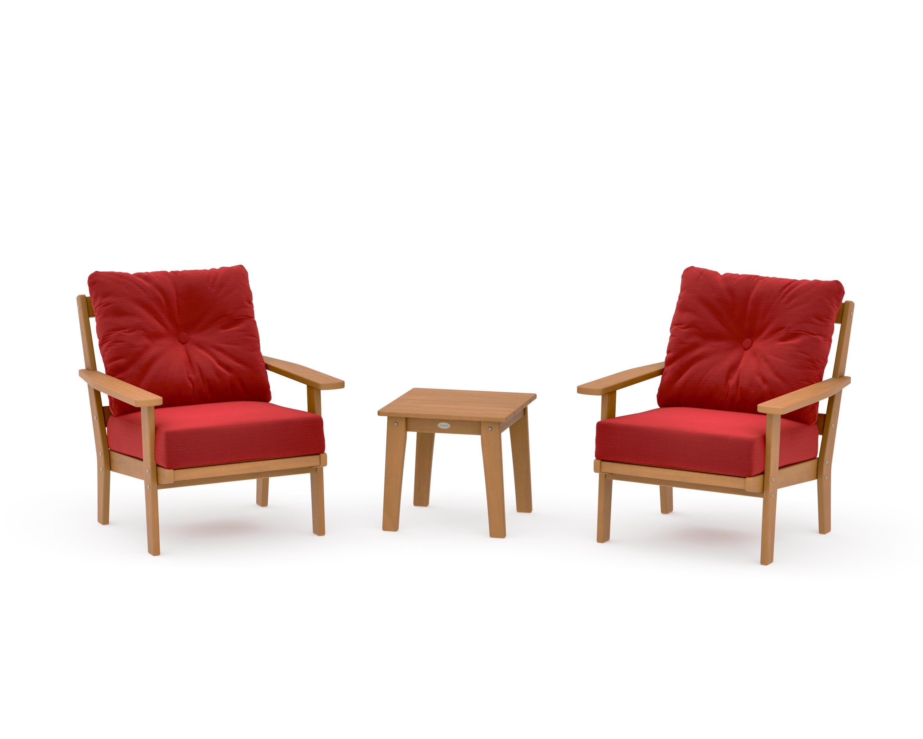 Prairie 3-Piece Deep Seating Set in Natural / Crimson Linen