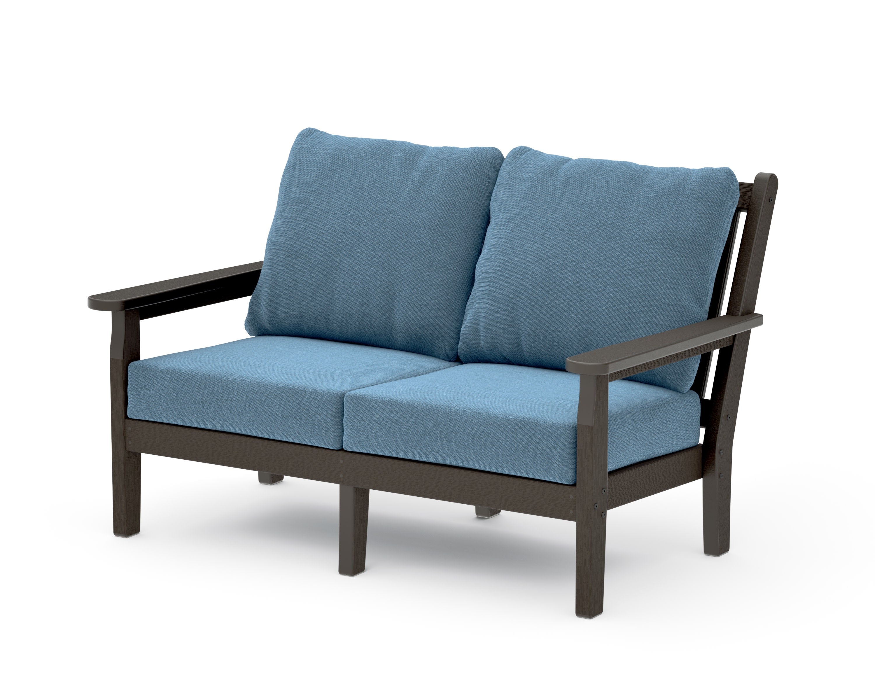 Chippendale Deep Seating Loveseat in Vintage Coffee / Sky Blue