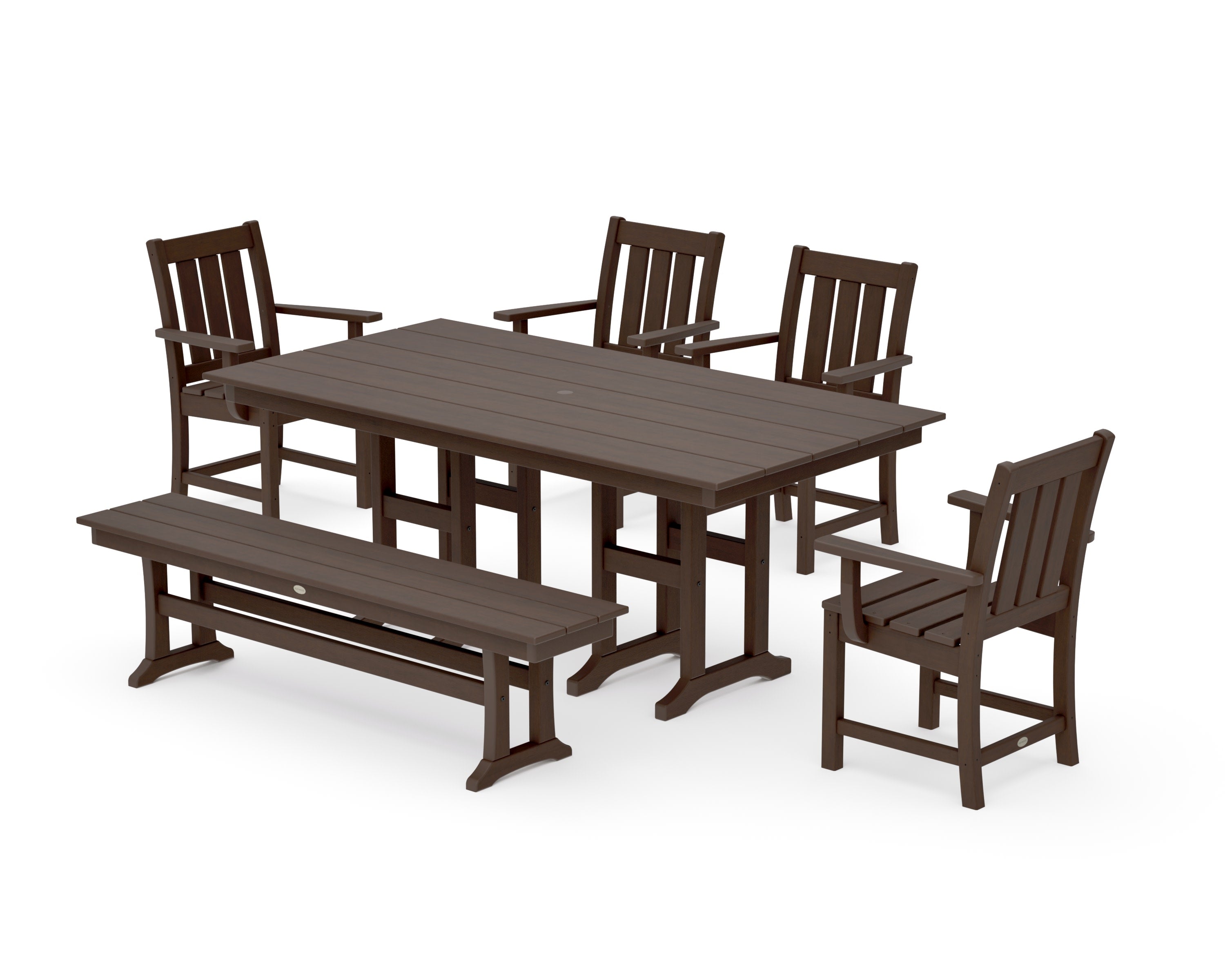 Oxford 6-Piece Farmhouse Dining Set with Bench in Kona