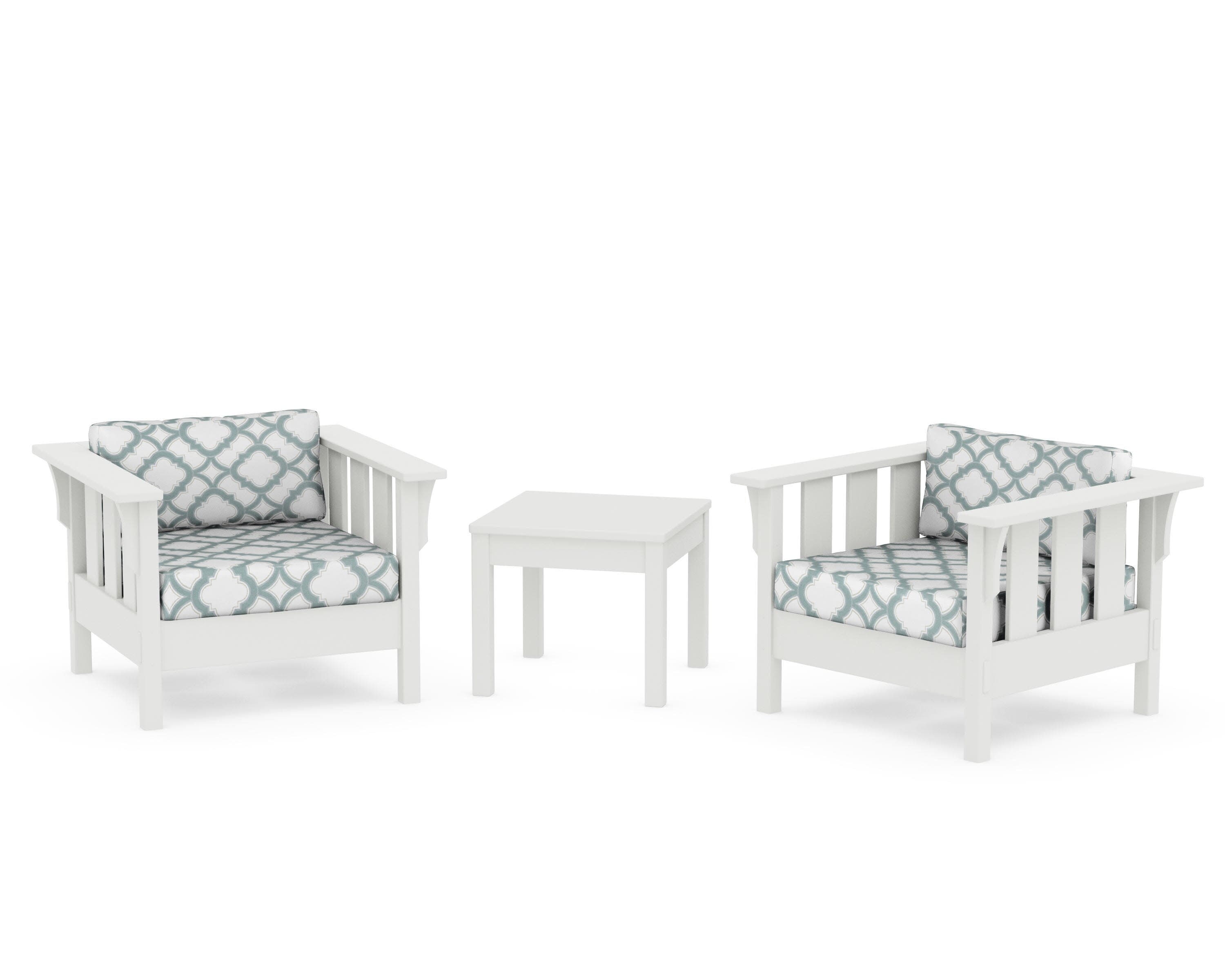 Acadia 3-Piece Deep Seating Set in Vintage White / Trellis Glacier Spa
