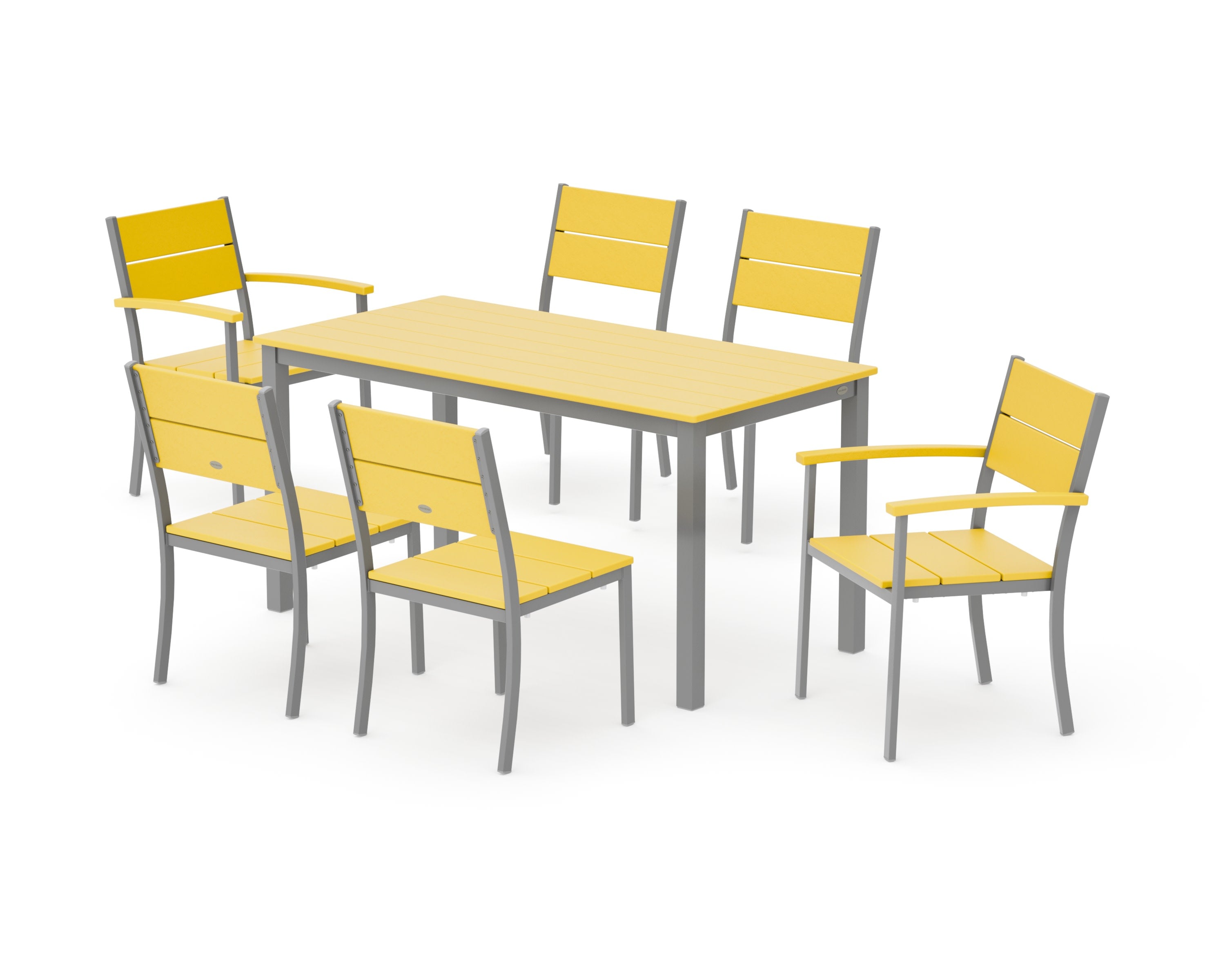 Main Street 7-Piece Dining Set in Silver / Lemon