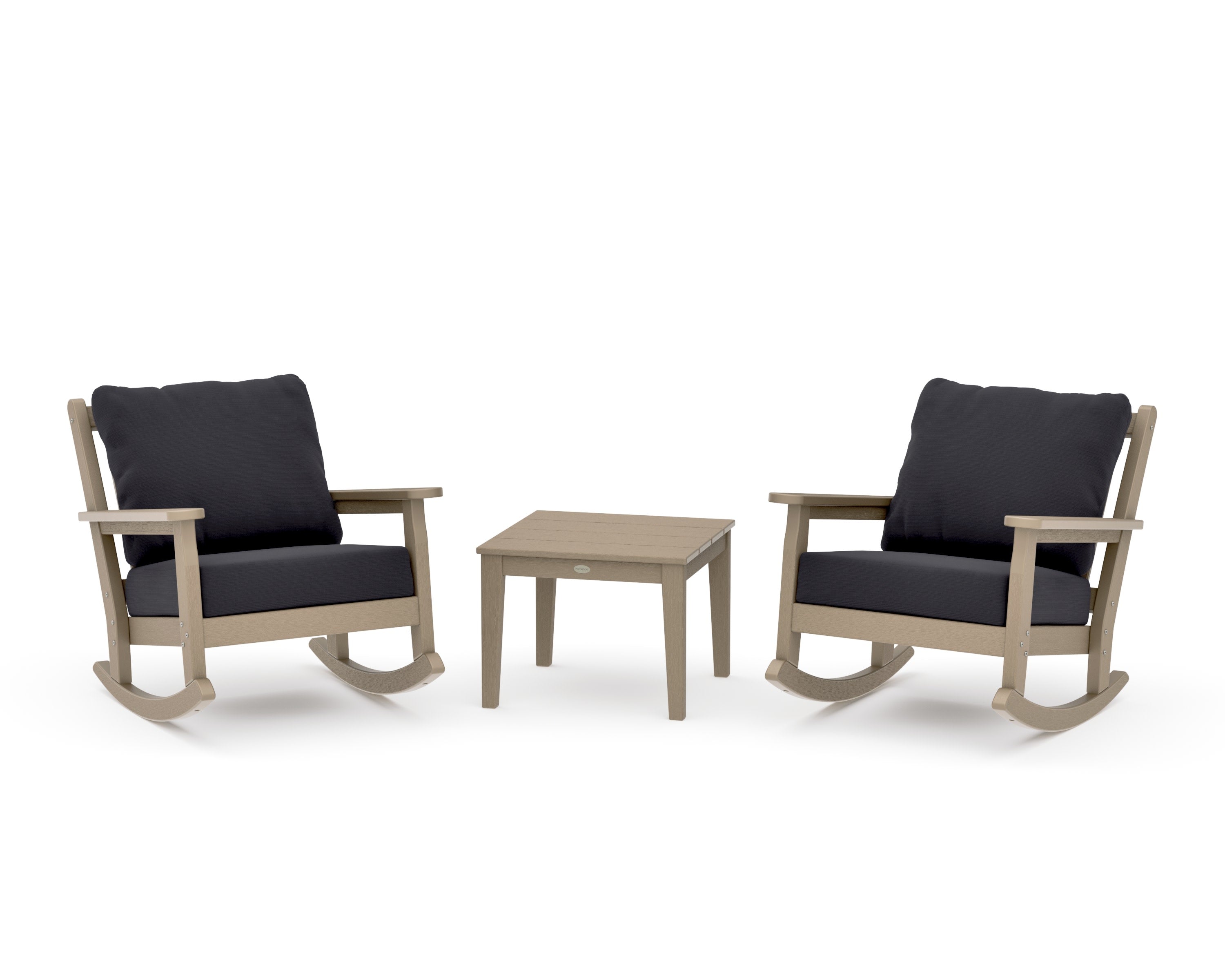 Chippendale 3-Piece Deep Seating Rocker Set in Vintage Sahara / Midnight Linen