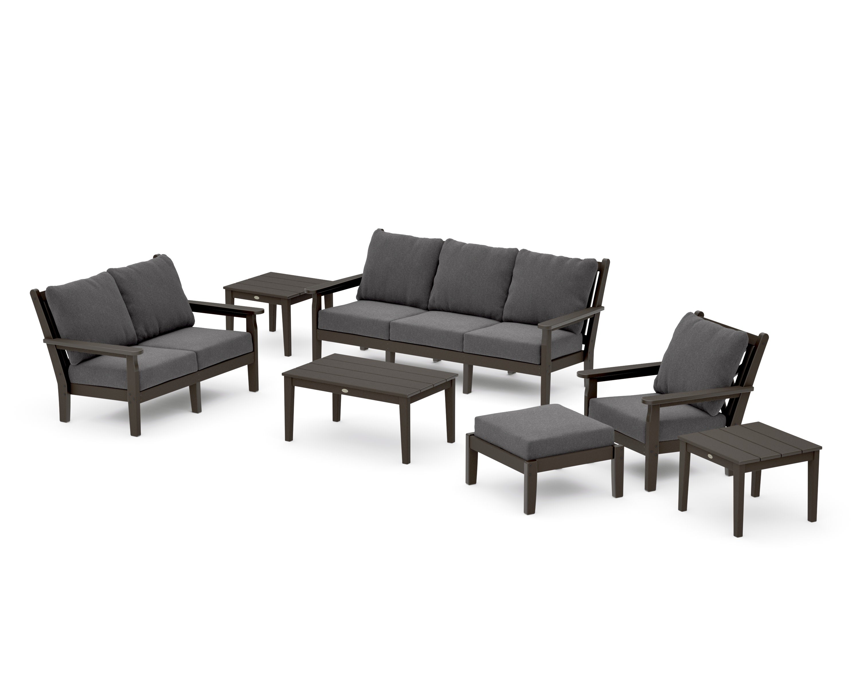 Chippendale 7-Piece Deep Seating Set in Vintage Coffee / Ash Charcoal