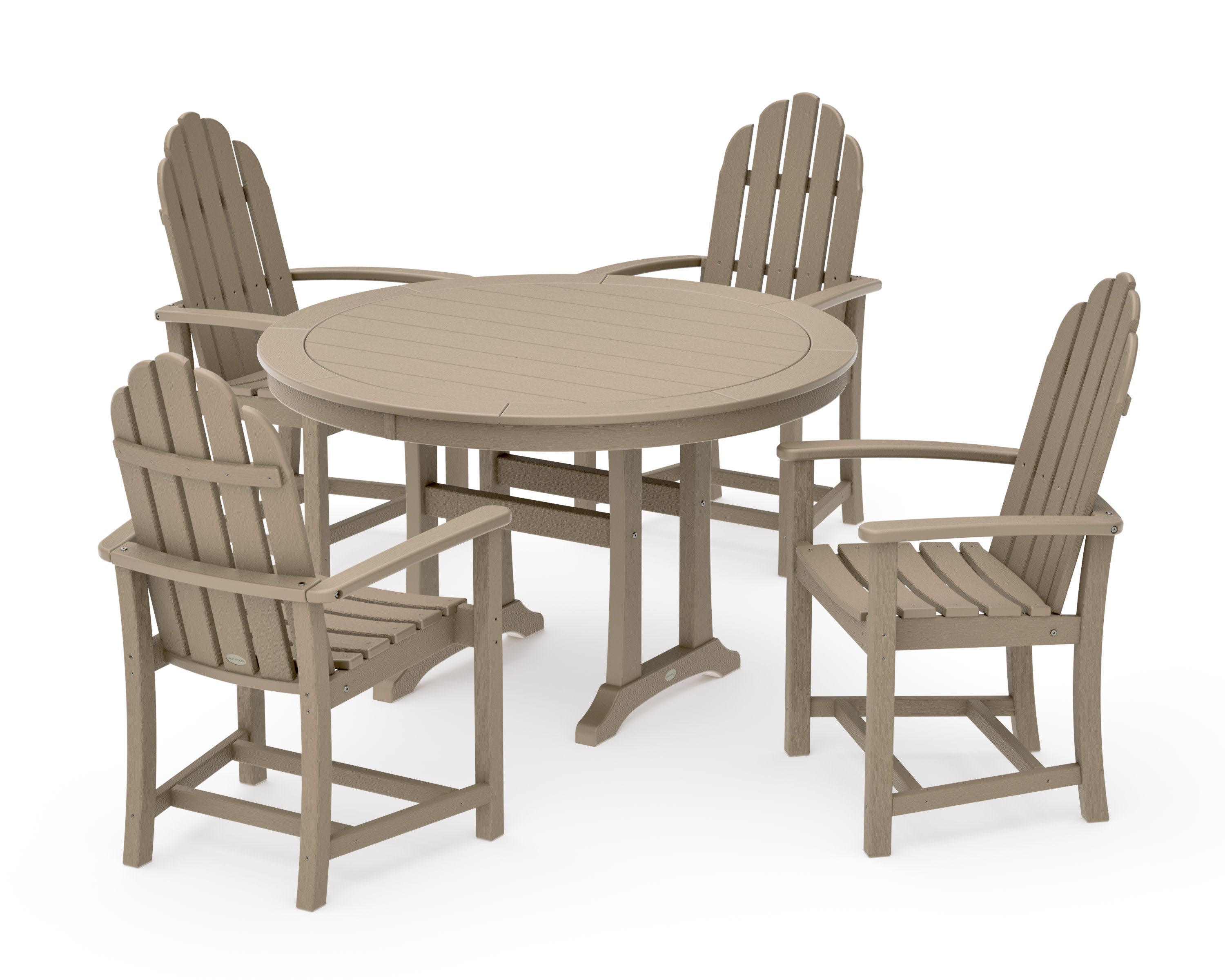 Classic Adirondack 5-Piece Round Dining Set with Trestle Legs in Vintage Sahara