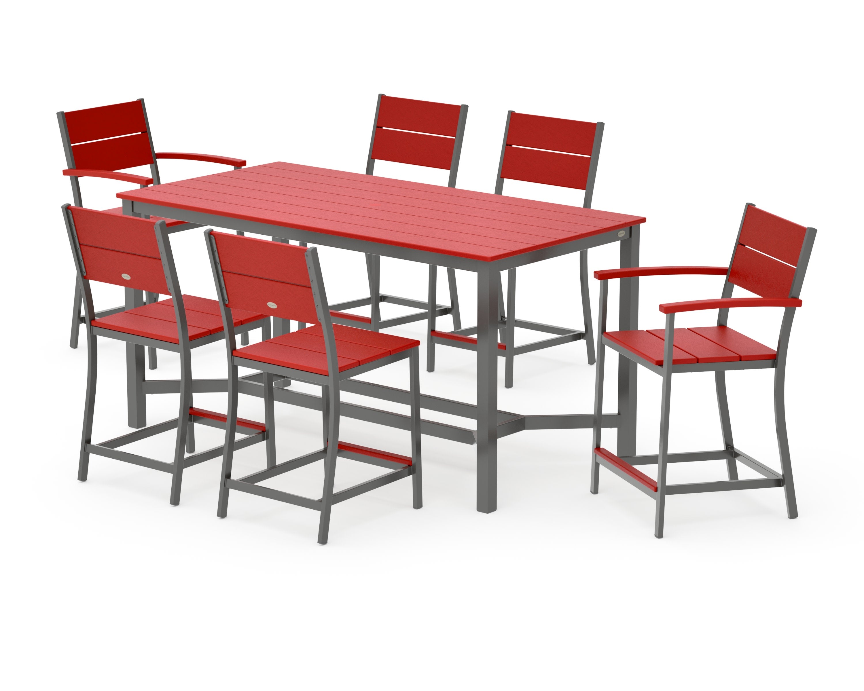 Main Street 7-Piece Counter Set in Charcoal / Sunset Red