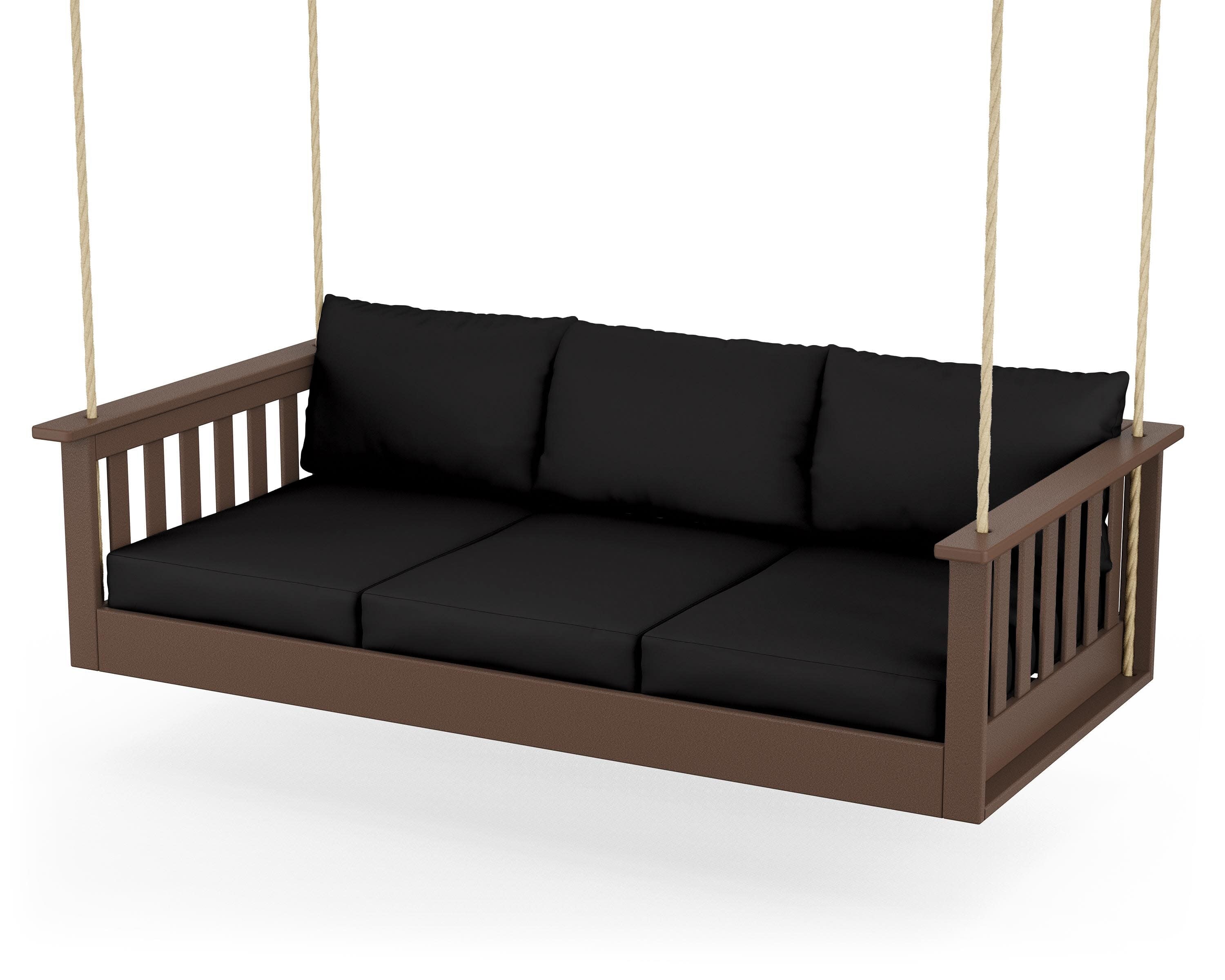 Vineyard Daybed Swing in Mahogany / Canvas Black