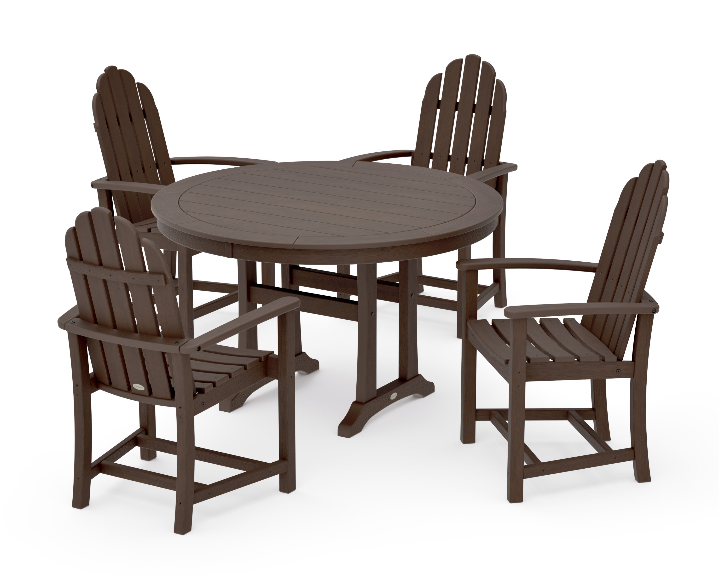Classic Adirondack 5-Piece Round Dining Set with Trestle Legs in Kona