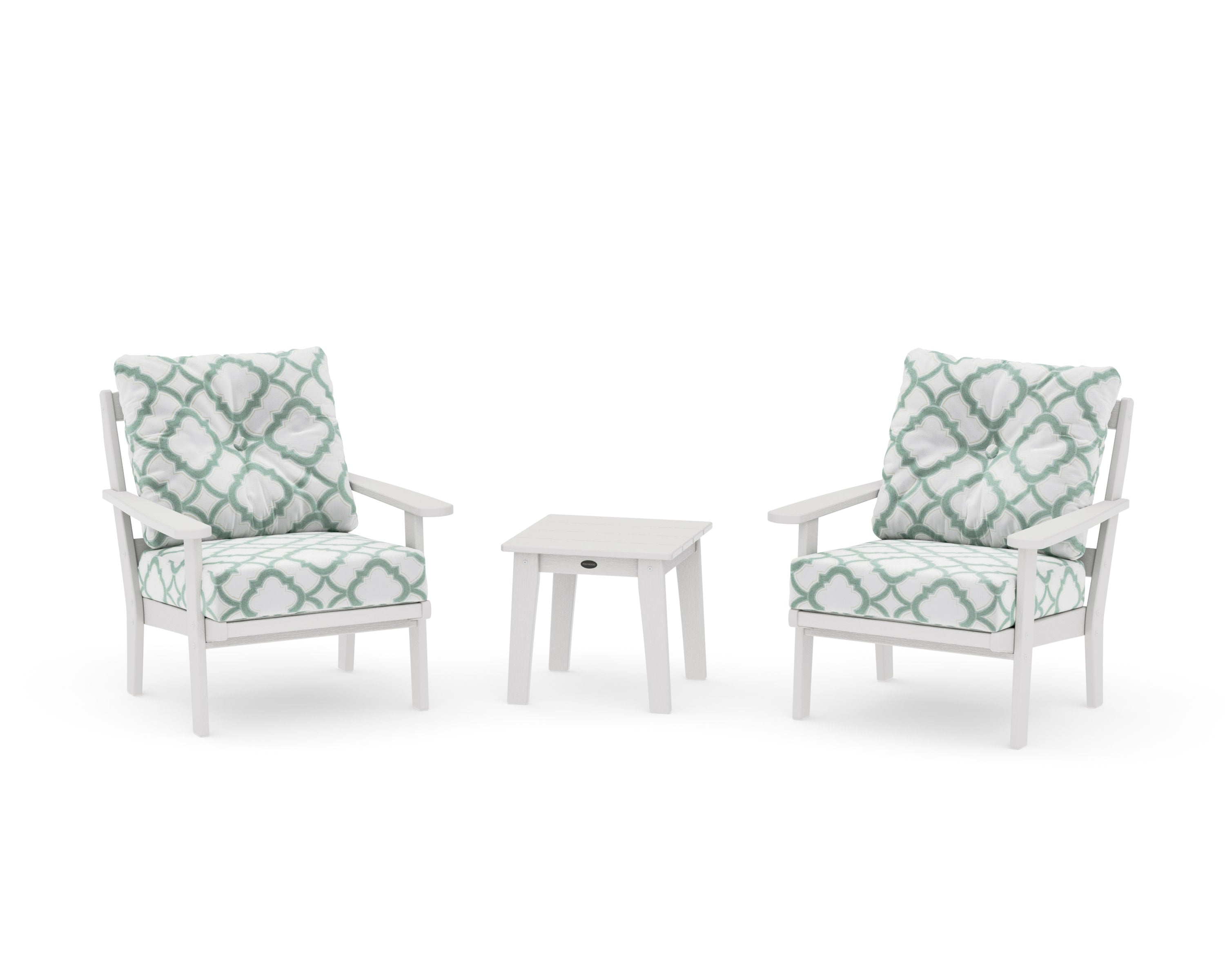 Mission 3-Piece Deep Seating Set in Vintage White / Trellis Glacier Spa