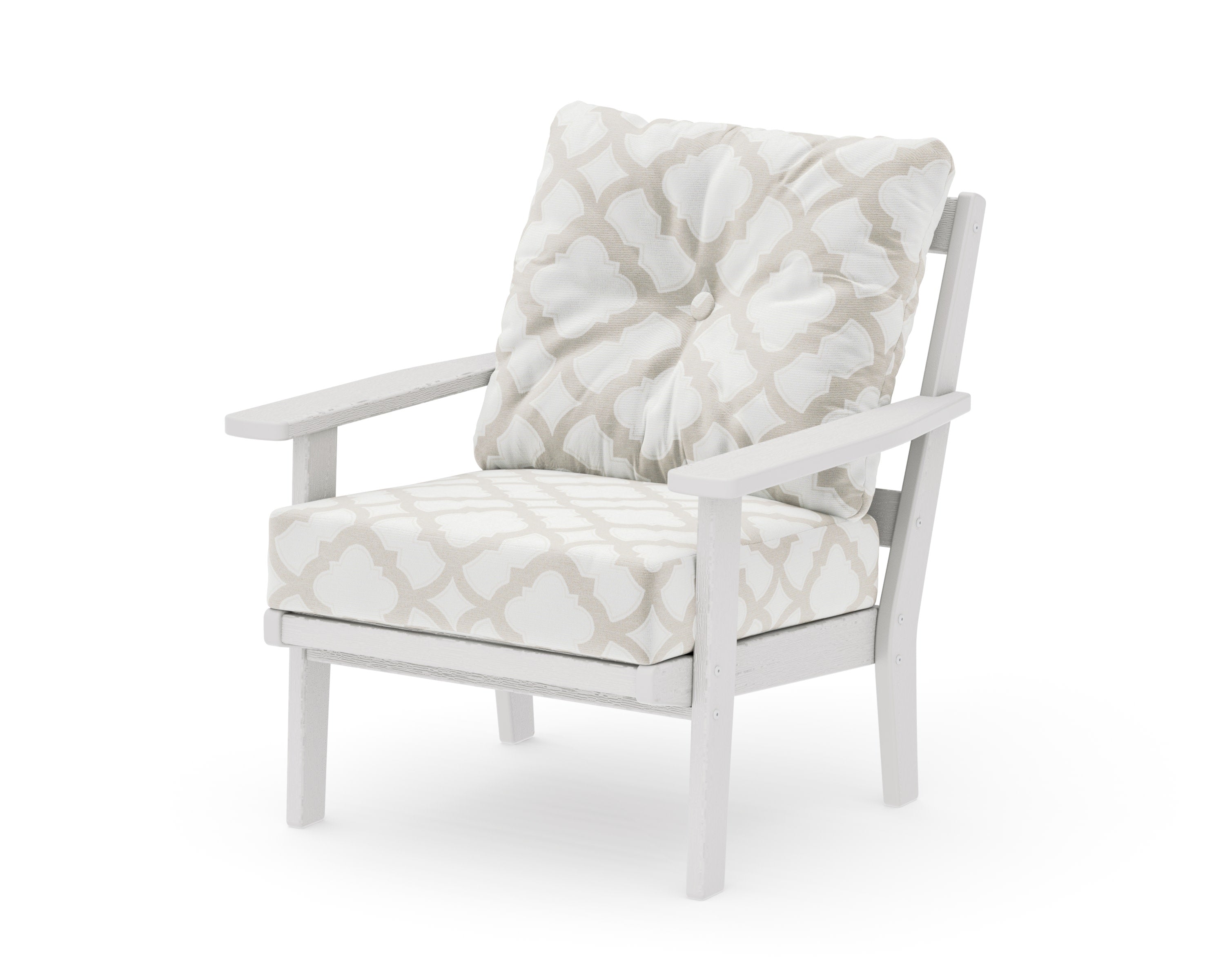 Prairie Deep Seating Chair in Vintage White / Trellis Dune Burlap