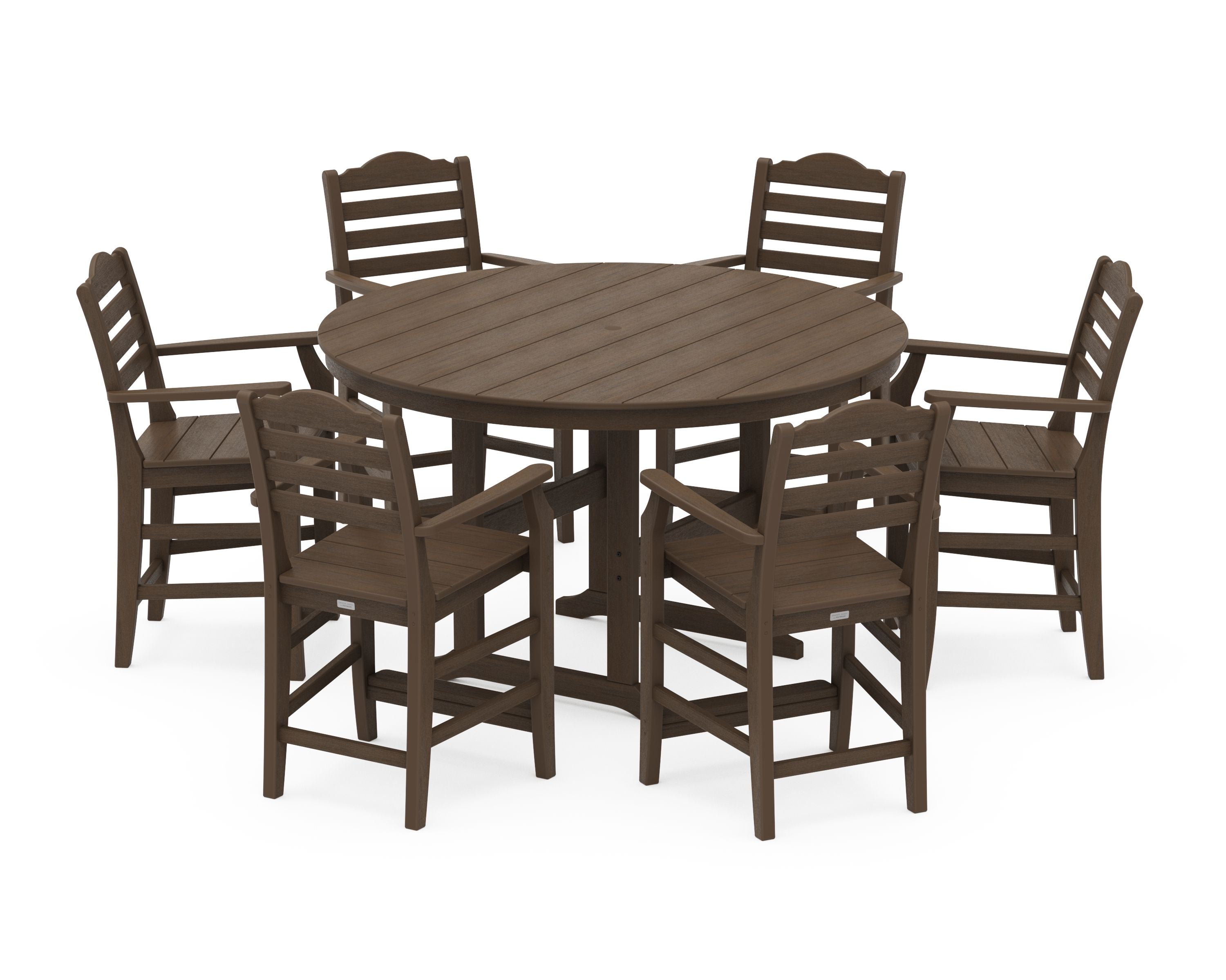 Savannah 7-Piece Arm Chair Round Farmhouse Counter Set in Kona