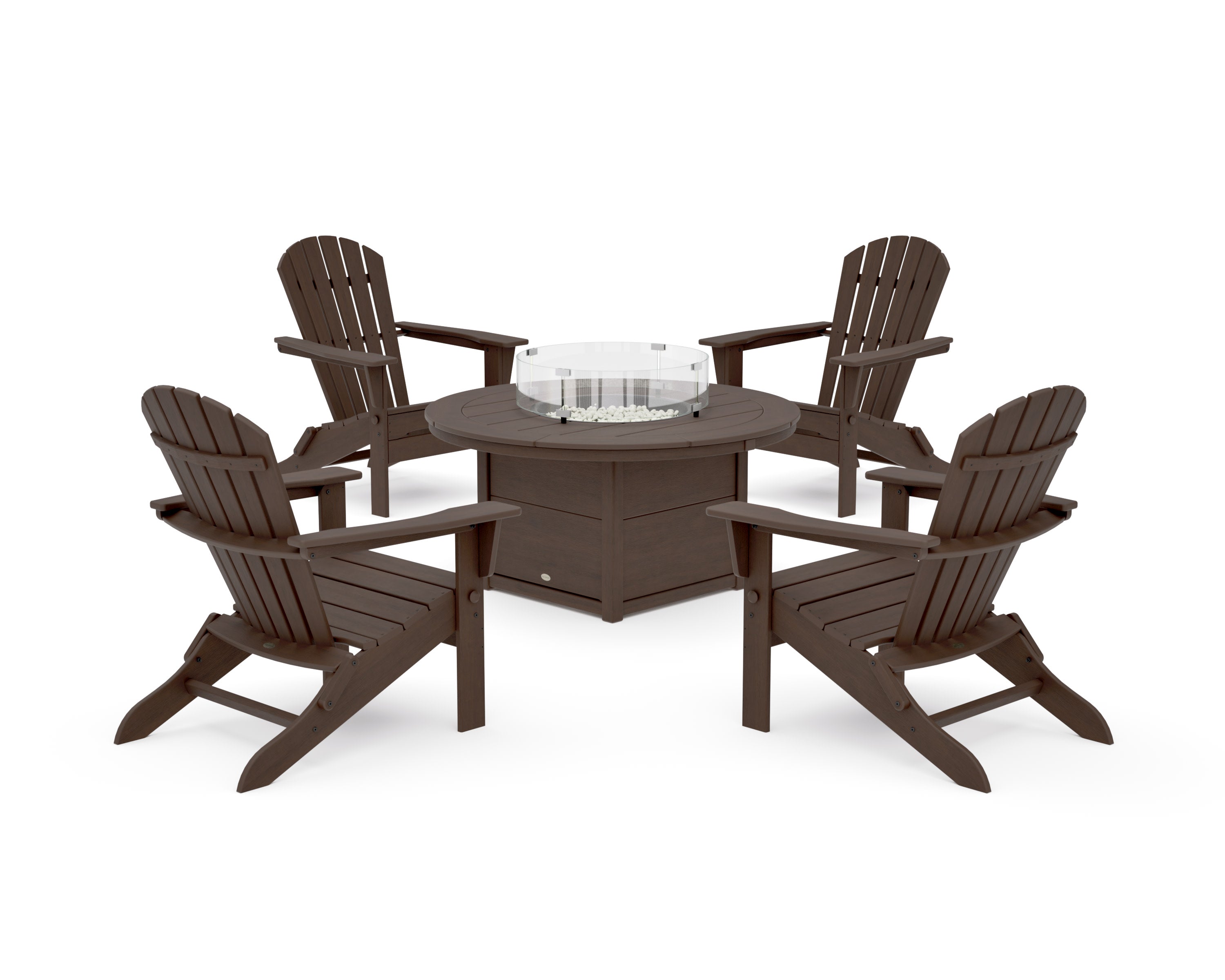 South Beach 5-Piece Folding Adirondack Fire Chat Set in Kona