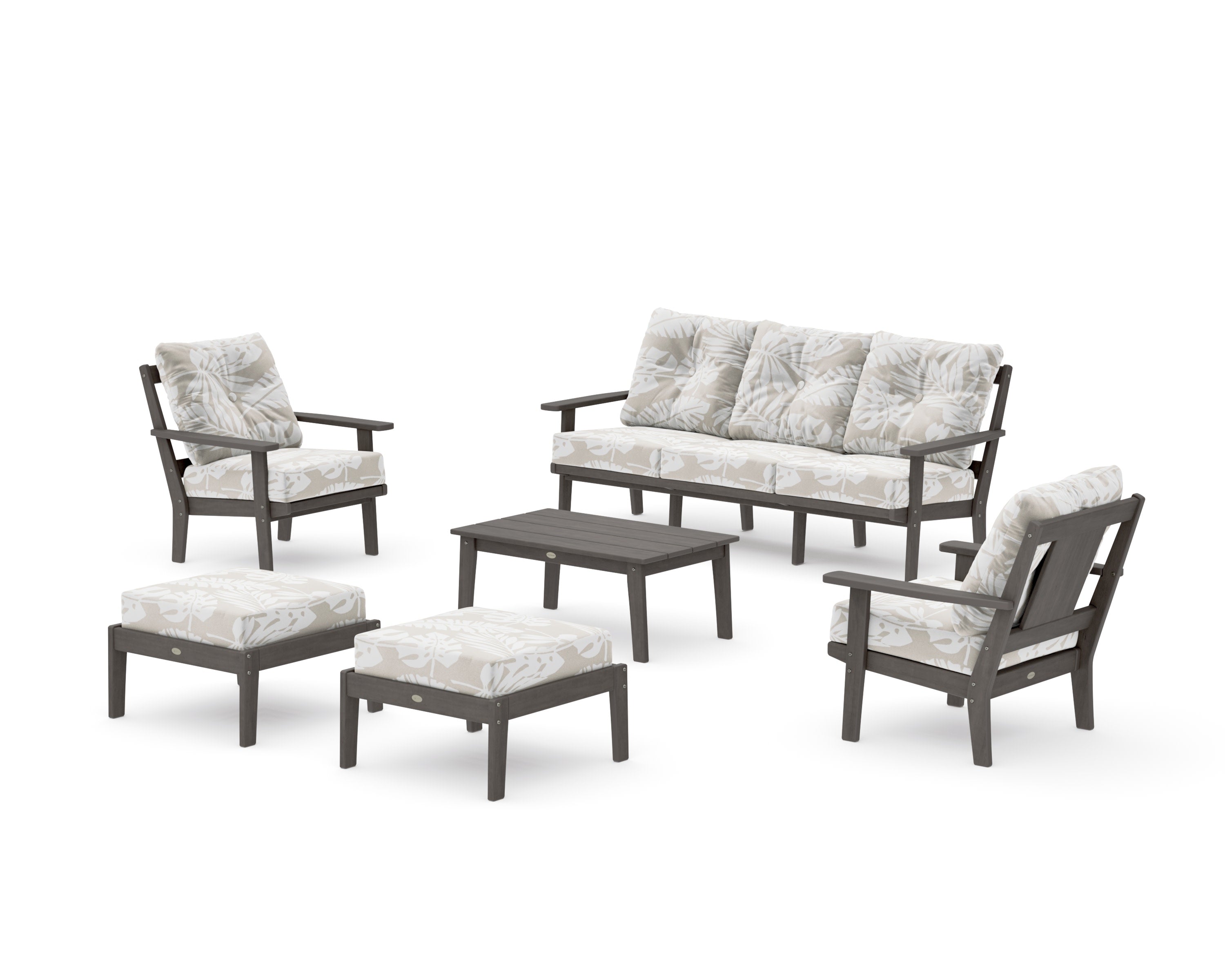 Prairie 6-Piece Lounge Sofa Set in Driftwood / Leaf Dune Burlap