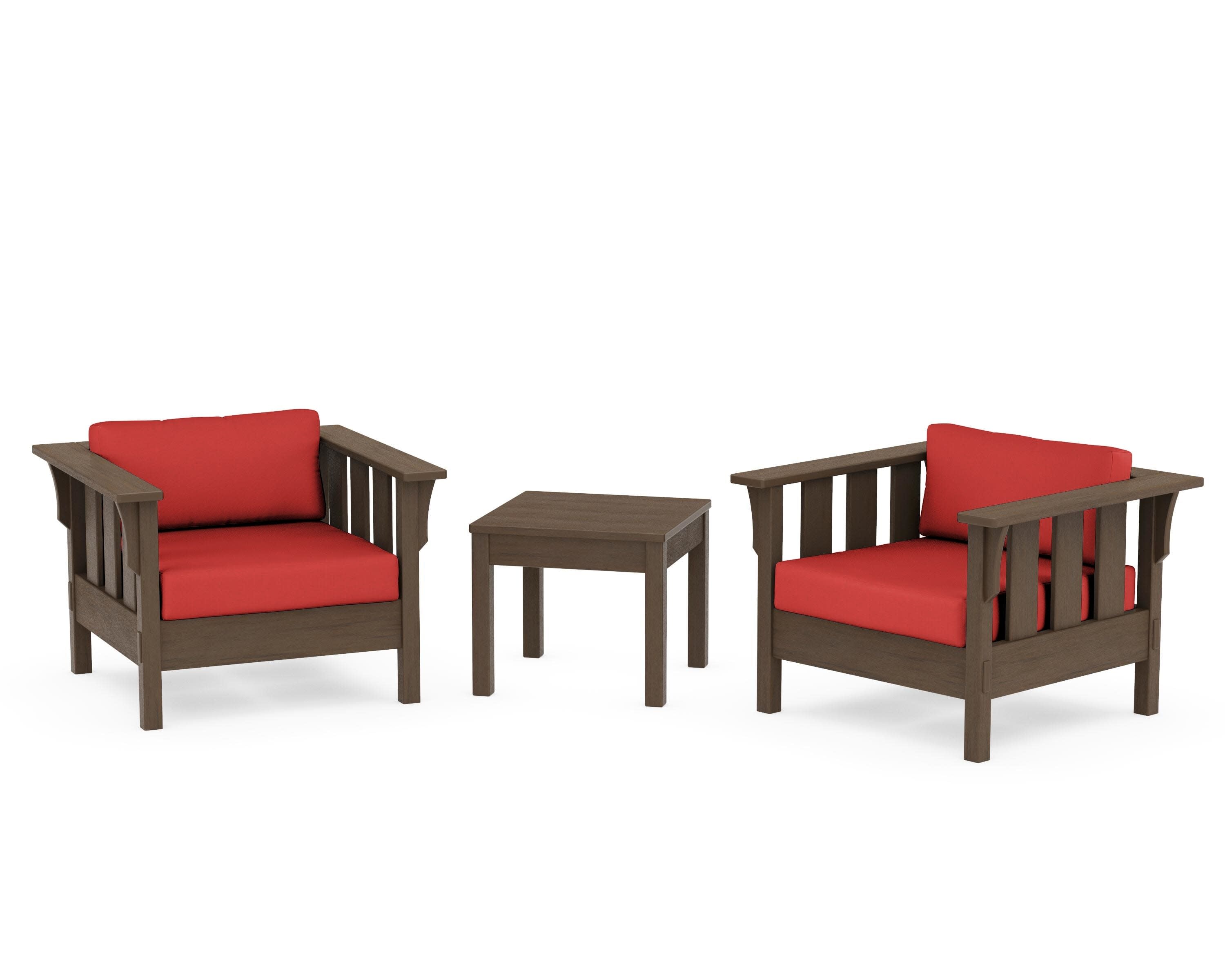 Acadia 3-Piece Deep Seating Set in Kona / Crimson Linen