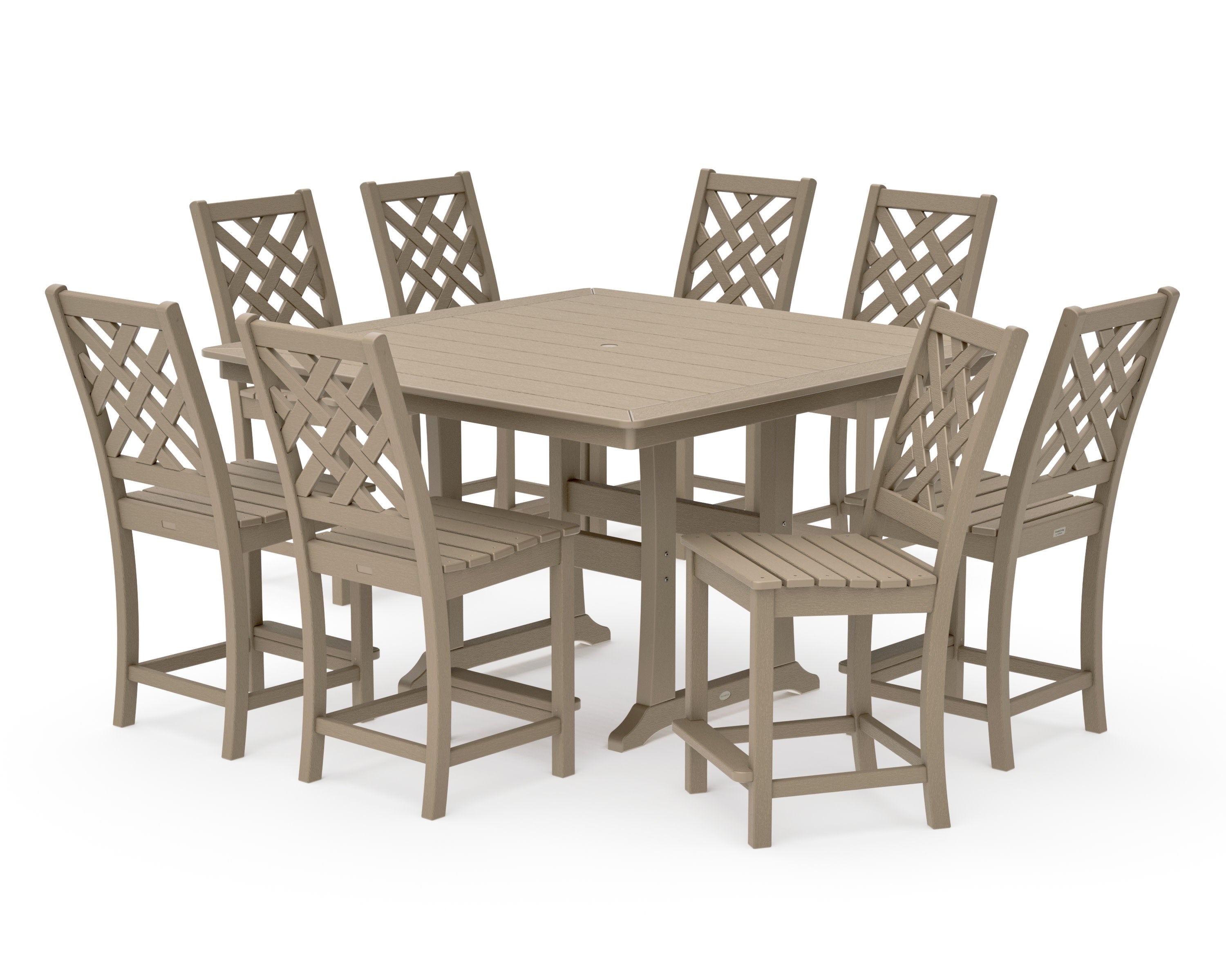 Wovendale Side Chair 9-Piece Square Counter Set with Trestle Legs in Vintage Sahara