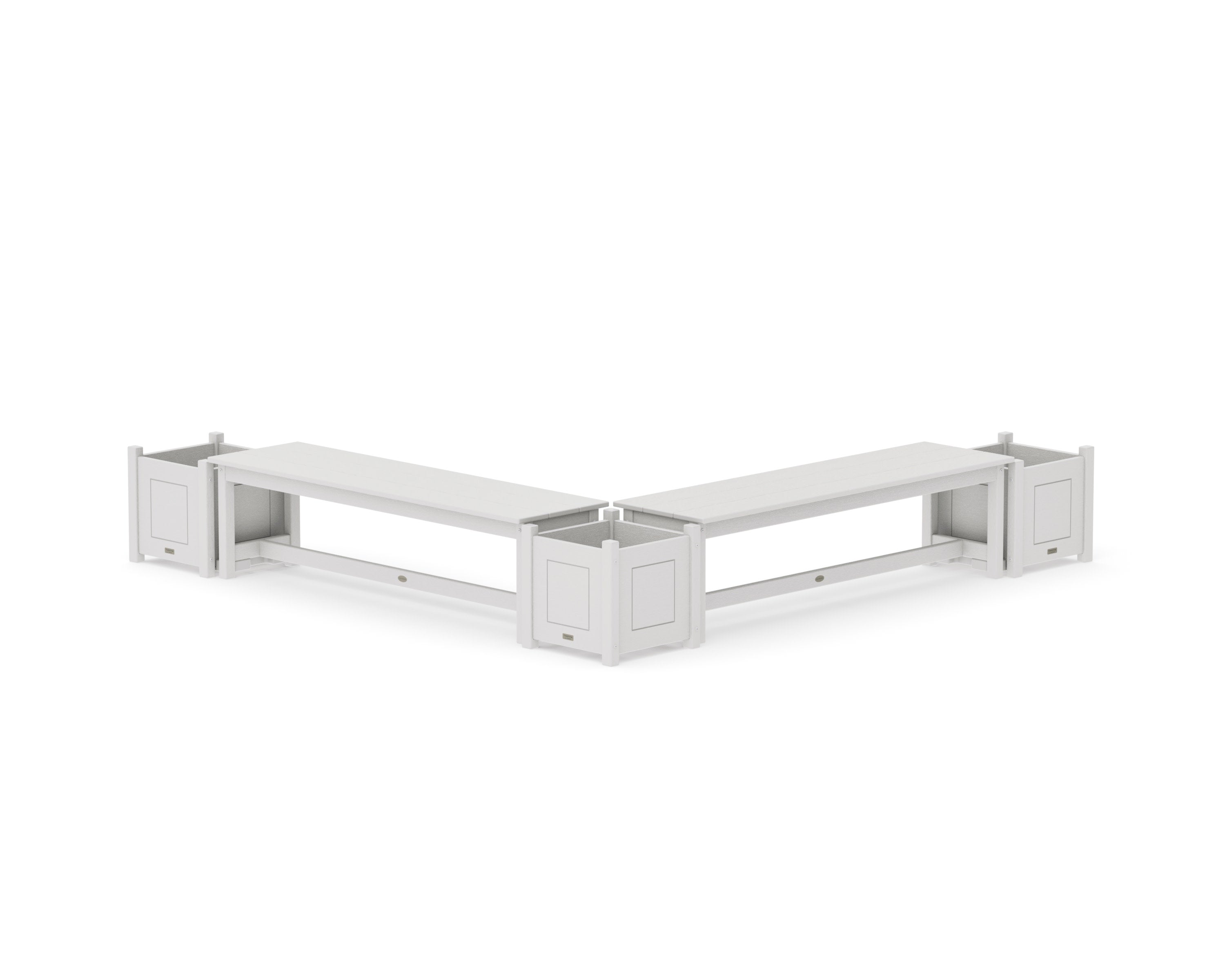 60" Country Living L- Shaped Planter Bench Corner Set in Vintage White