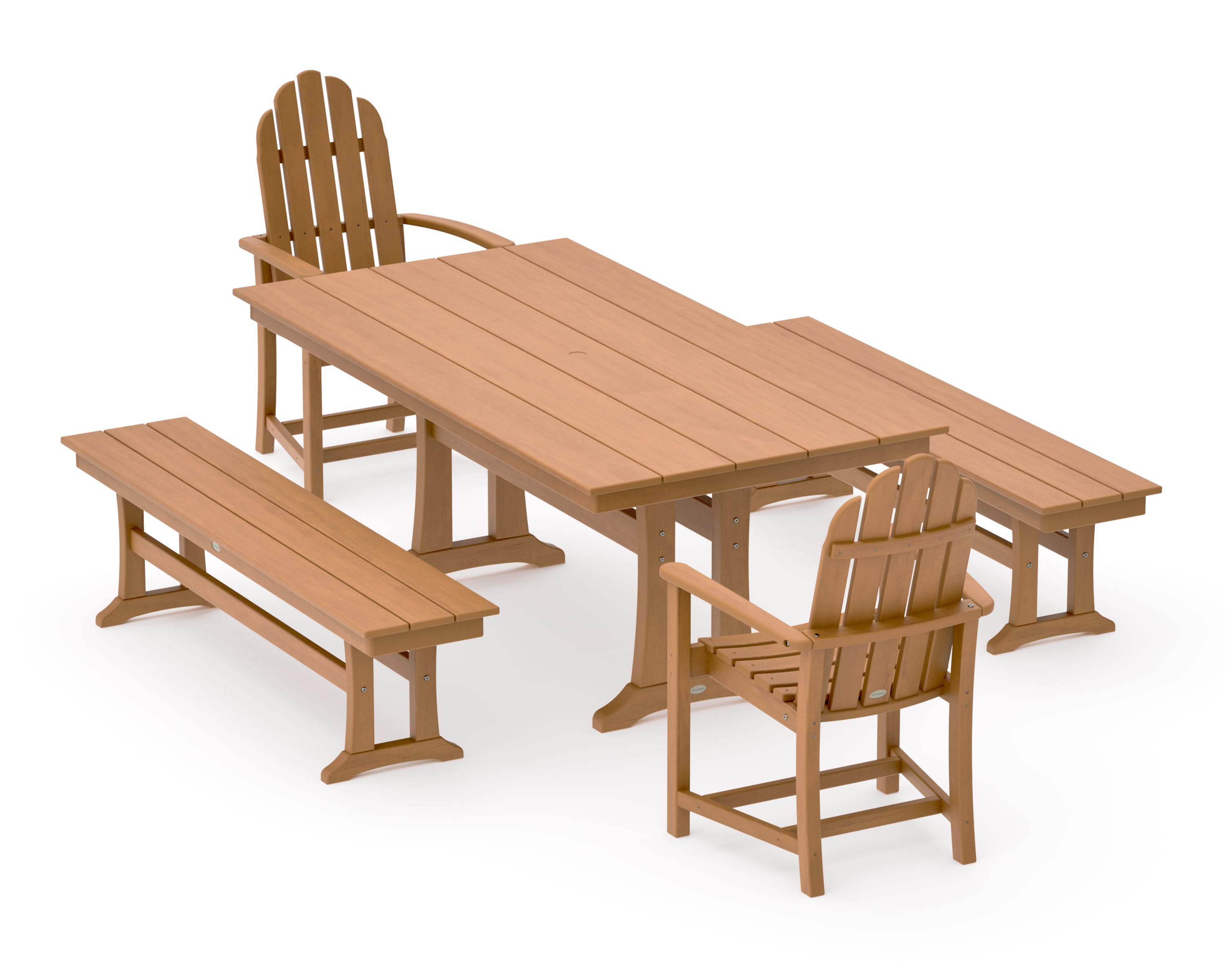 Classic Adirondack 5-Piece Farmhouse Dining Set With Trestle Legs in Natural
