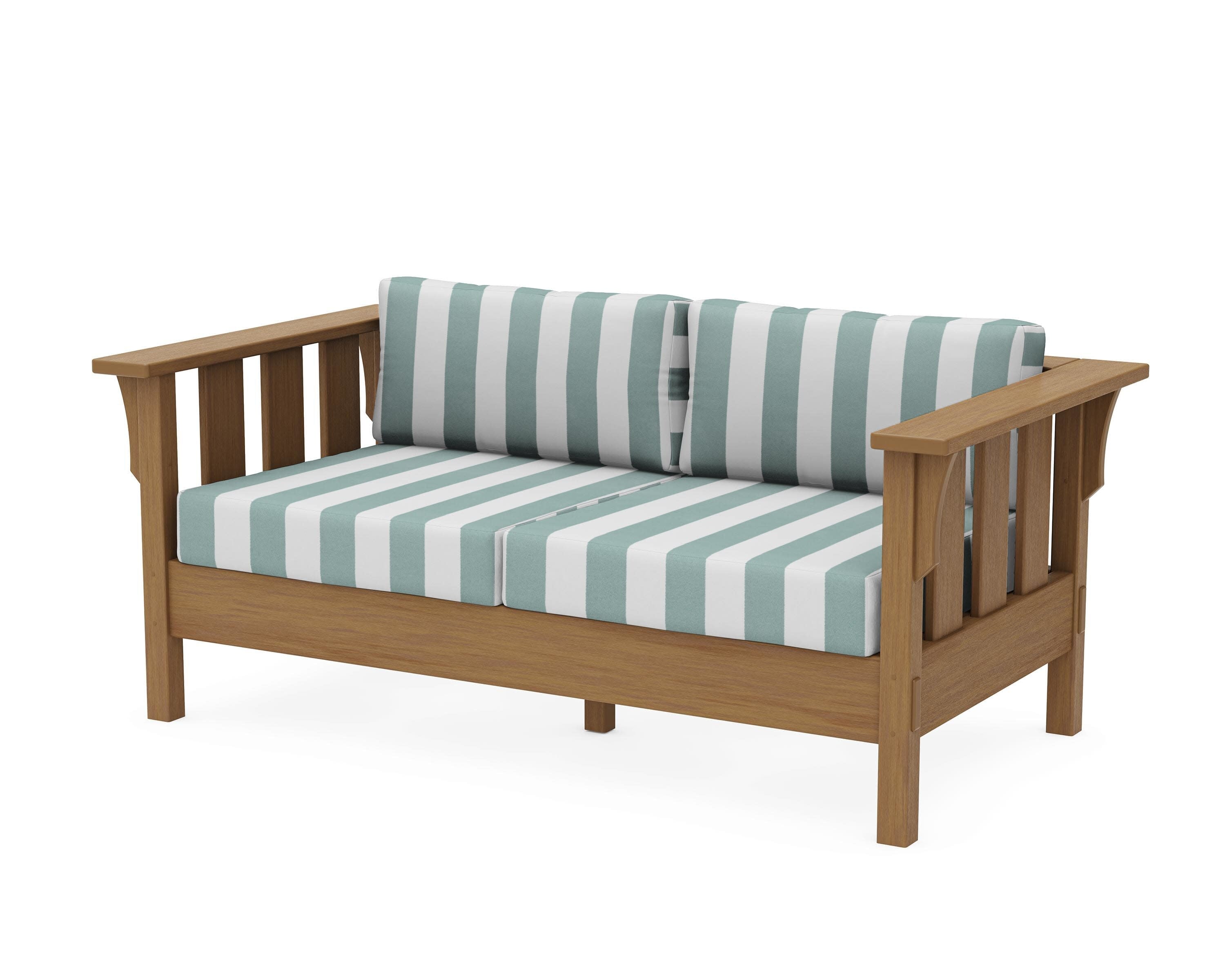Acadia Deep Seating Loveseat in Natural / Cabana Stripe Glacier Spa