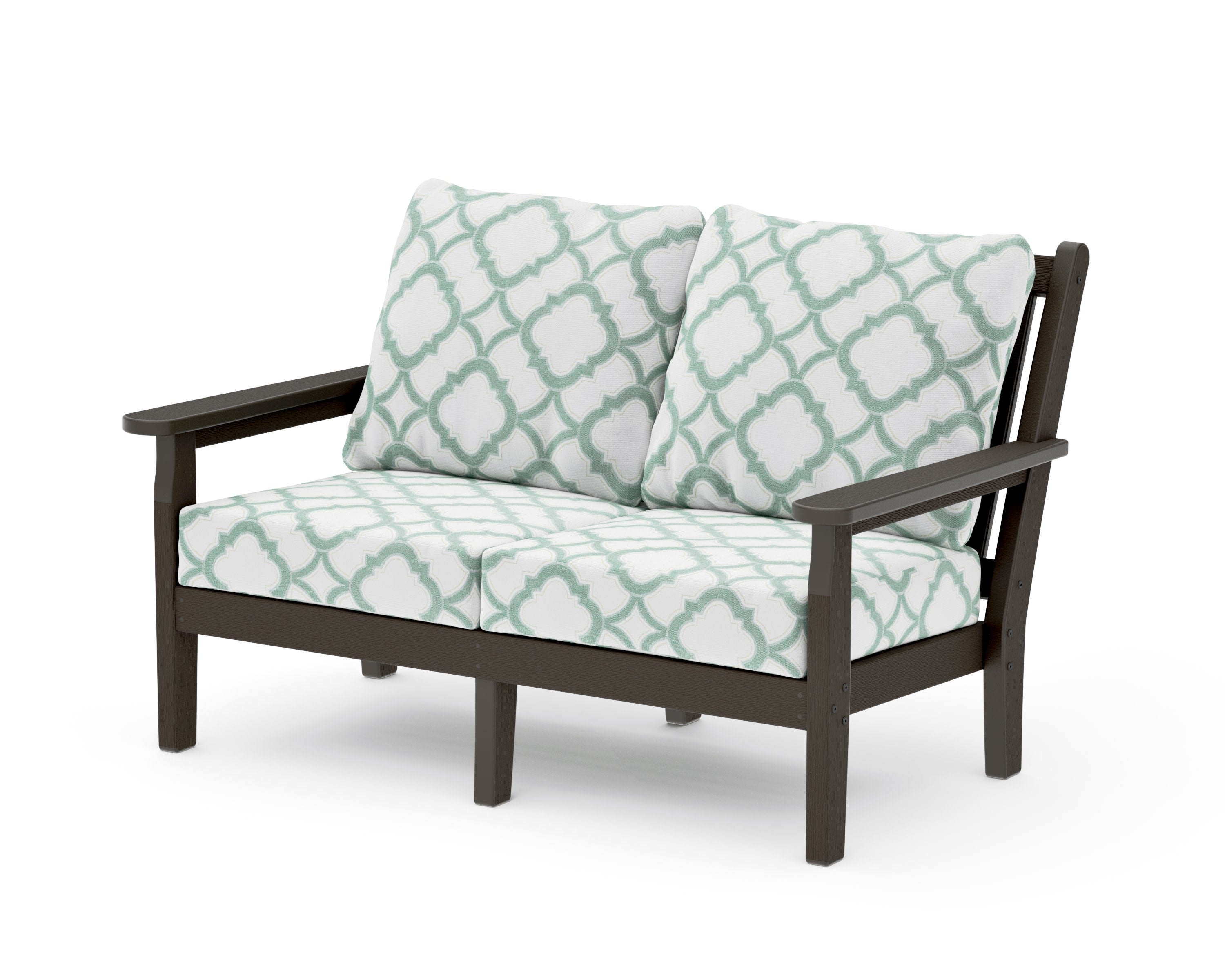 Chippendale Deep Seating Loveseat in Vintage Coffee / Trellis Glacier Spa