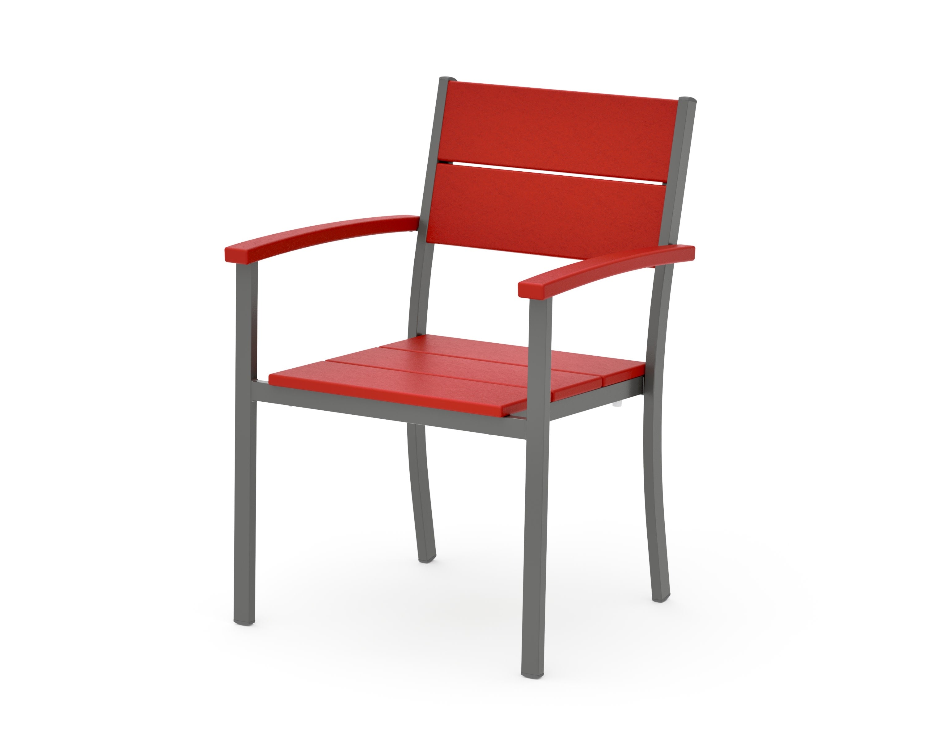 Main Street Stacking Dining Arm Chair in Charcoal / Sunset Red