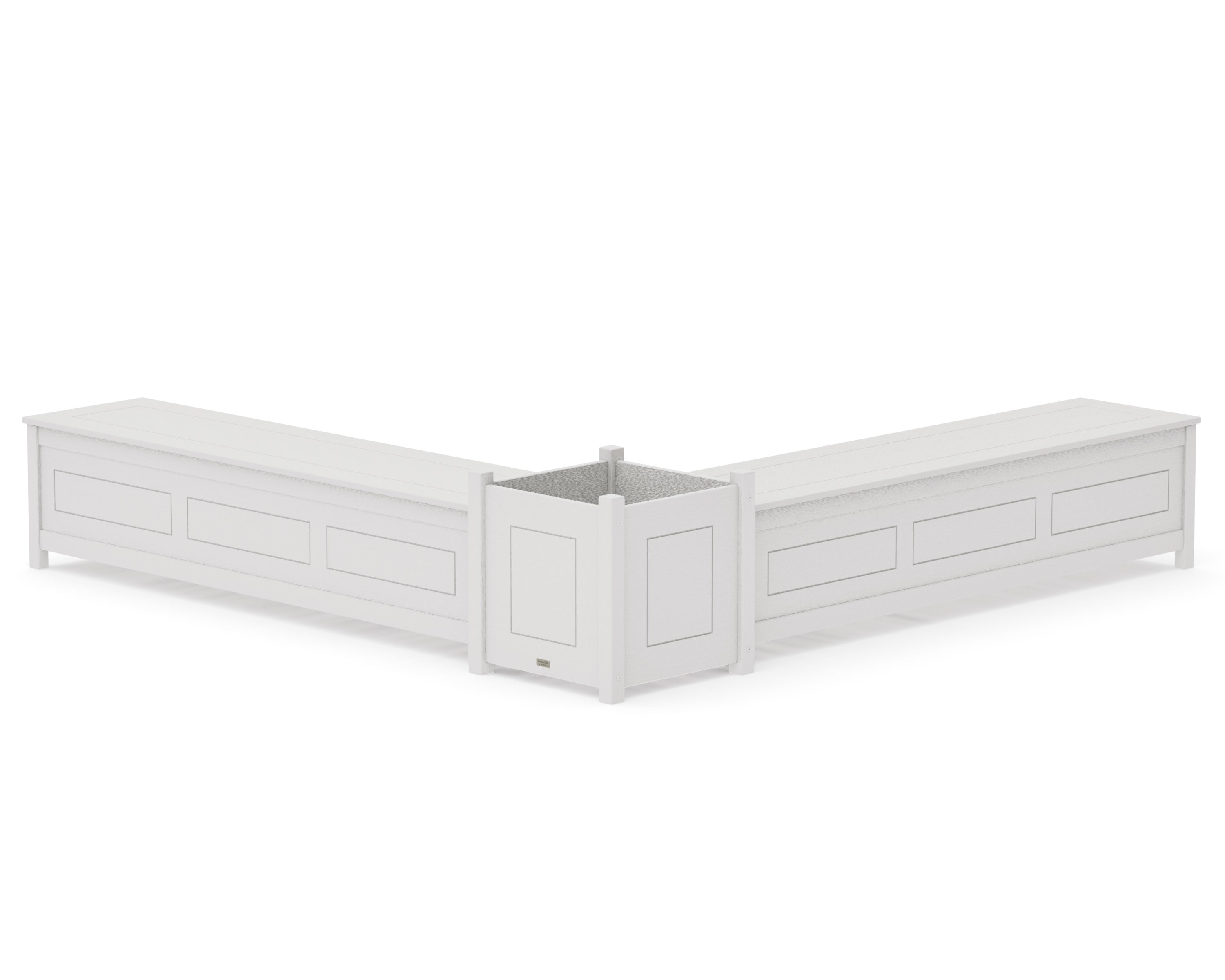 72" Country Living L- Shaped Planter Storage Bench Set- Large in Vintage White