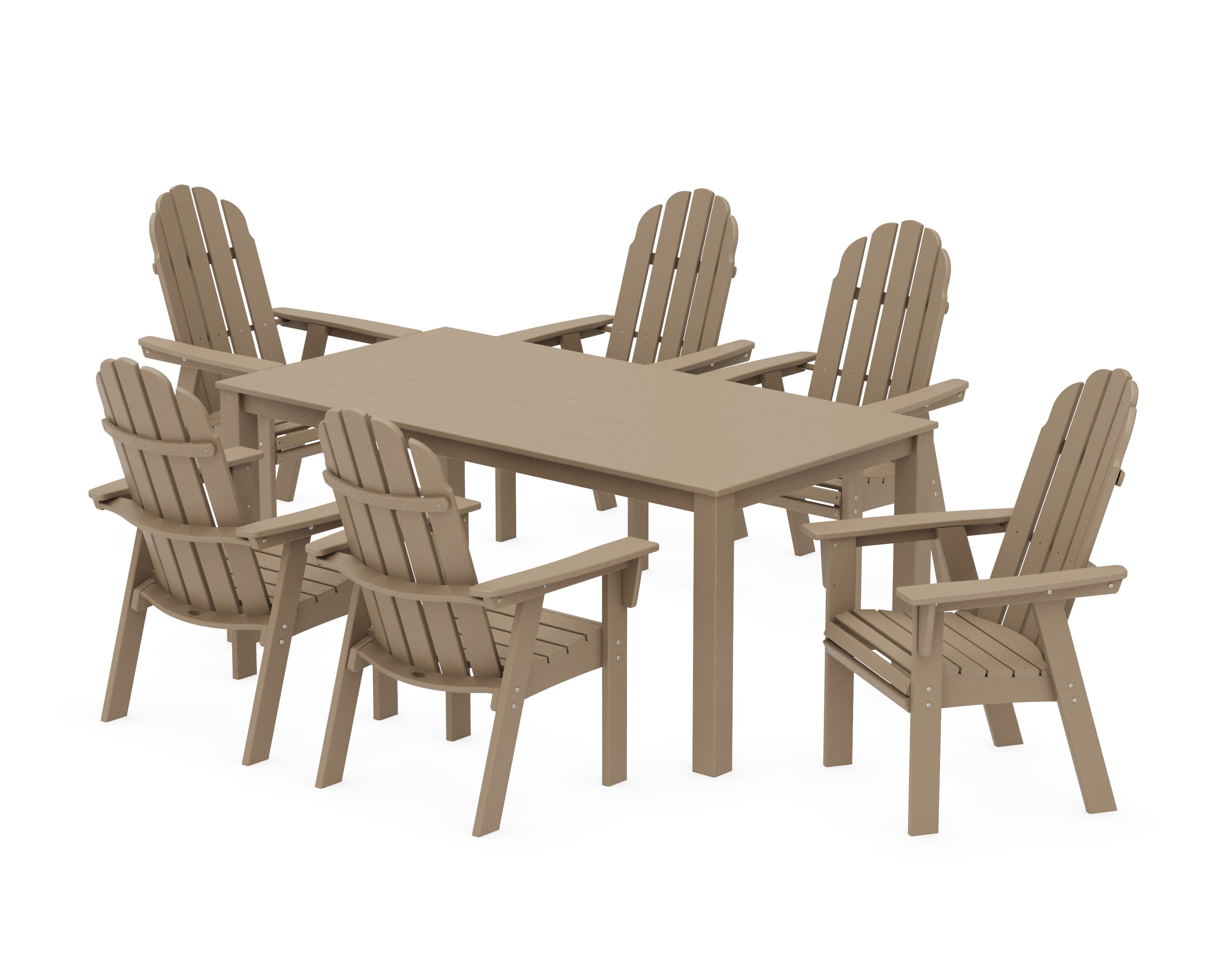 Vineyard Curveback Adirondack 7-Piece Parsons Dining Set in Vintage Sahara