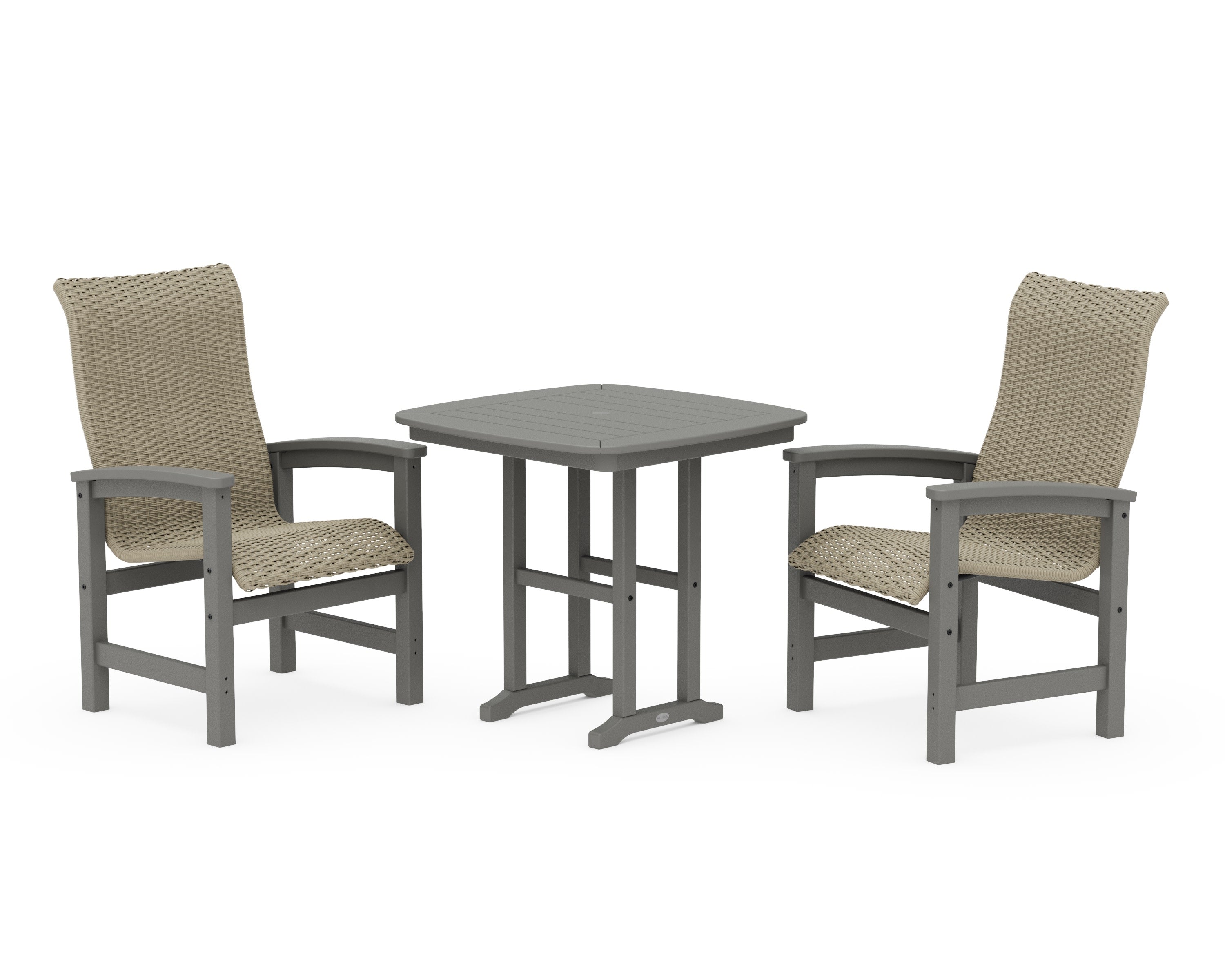 Coastal Woven High-Back 3-Piece Dining Set