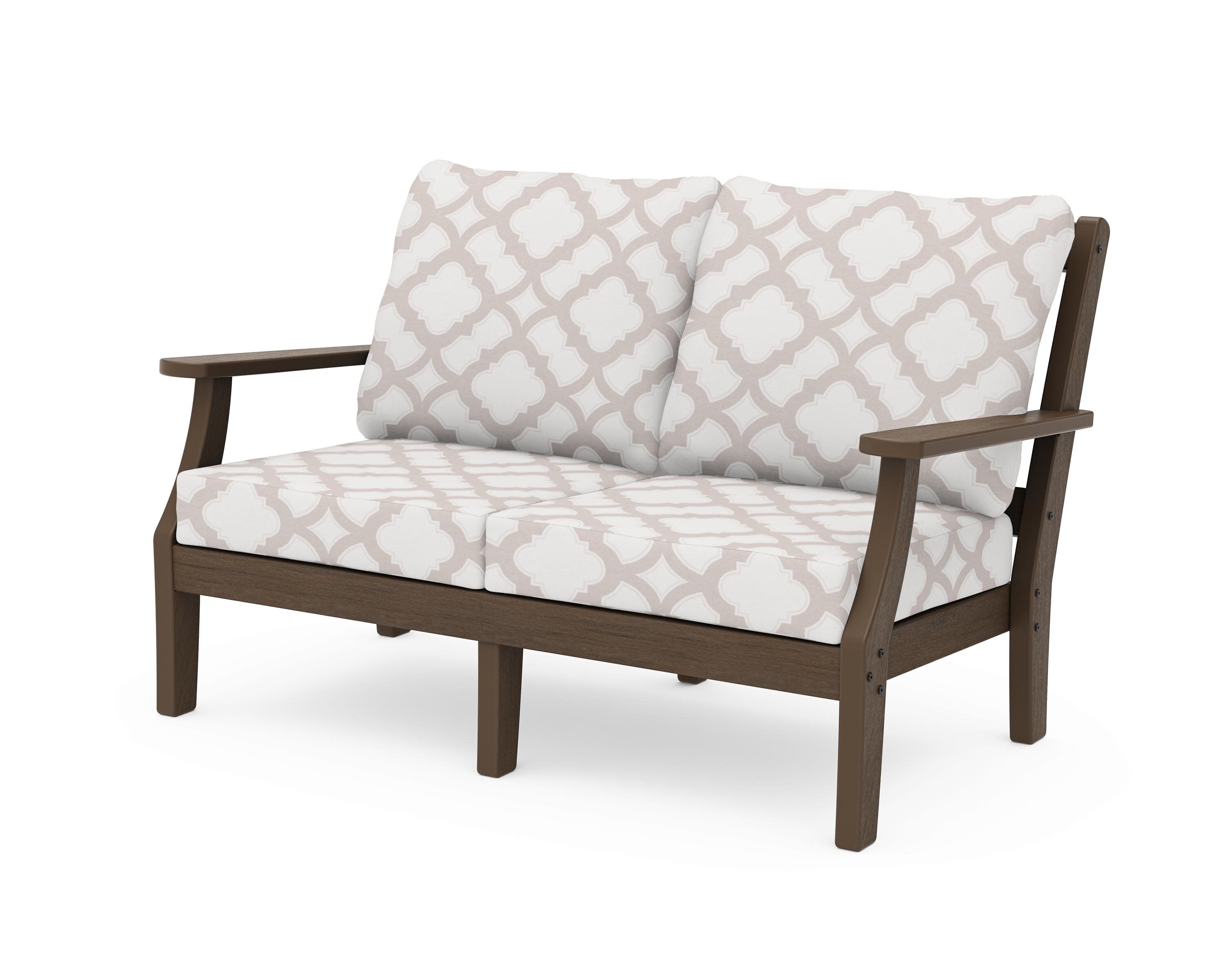 Chinoiserie Deep Seating Loveseat in Kona / Trellis Dune Burlap