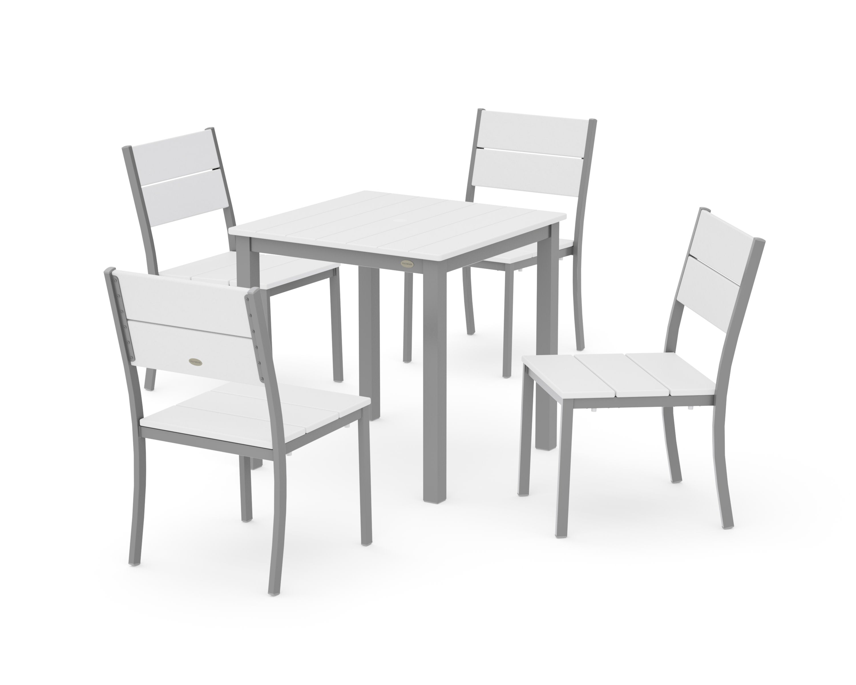 Main Street 5-Piece Square Dining Set- Small in Silver / White