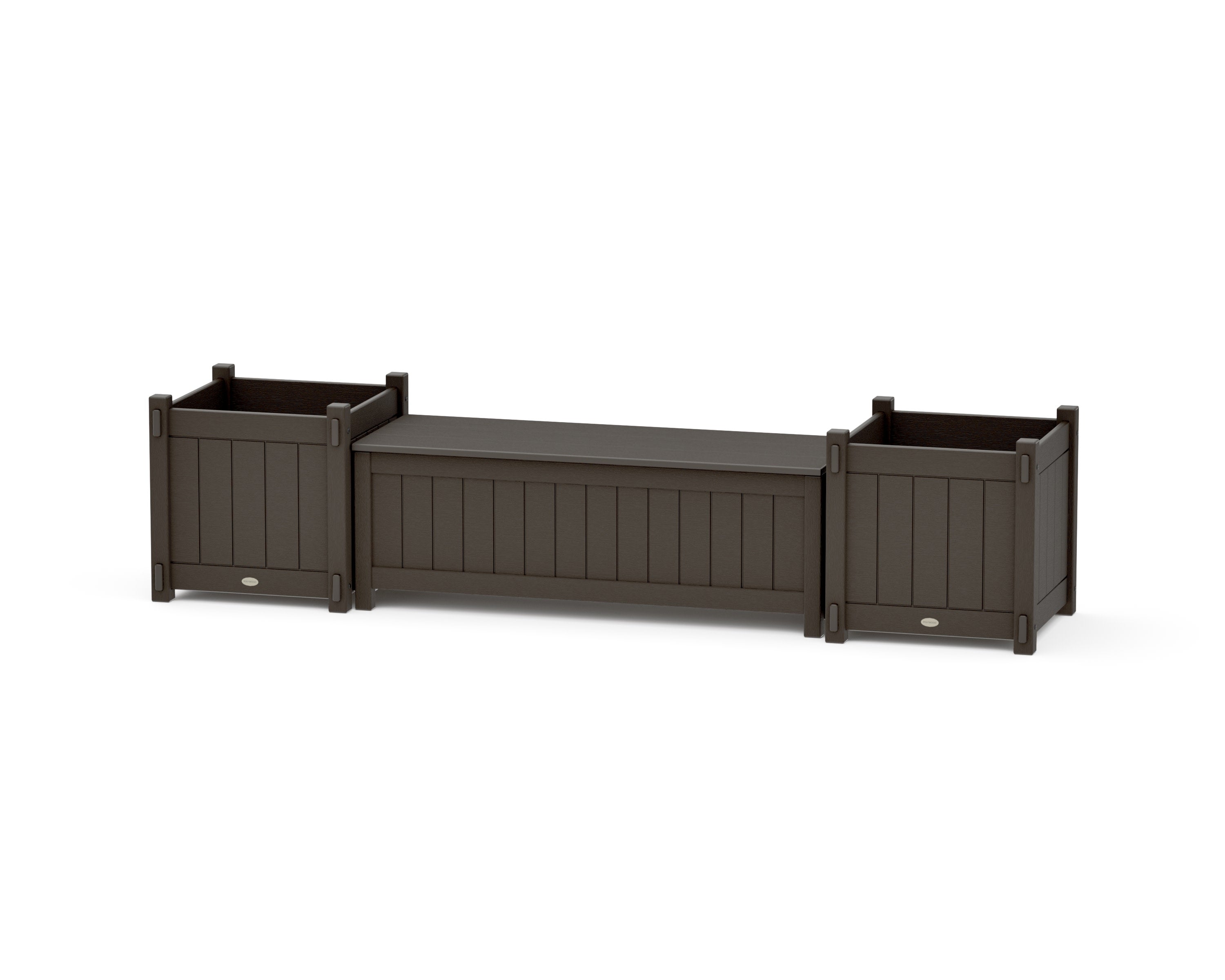 48" Vineyard Straight Planter Storage Bench Set- Large in Vintage Coffee