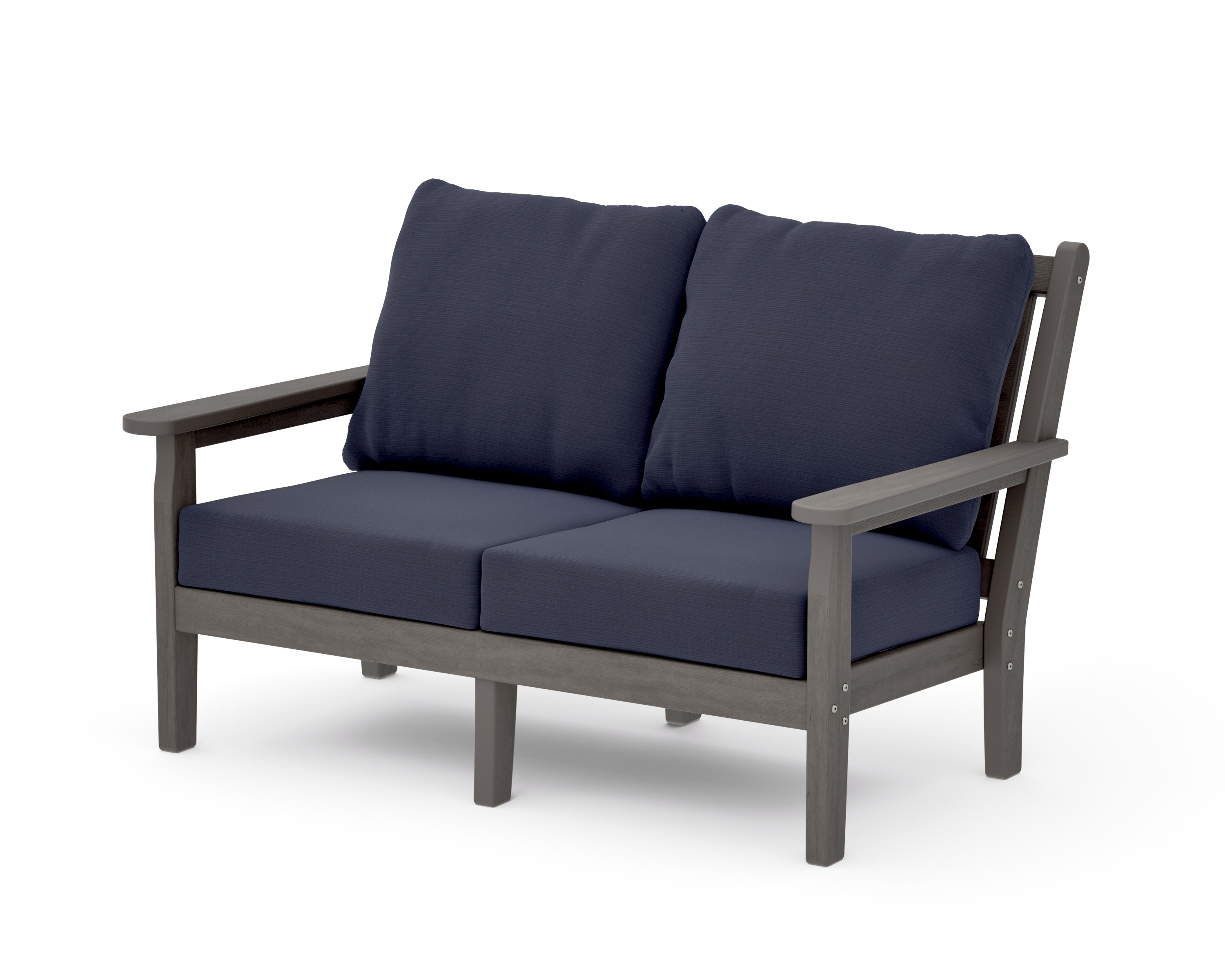 Chippendale Deep Seating Loveseat in Driftwood / Navy Linen
