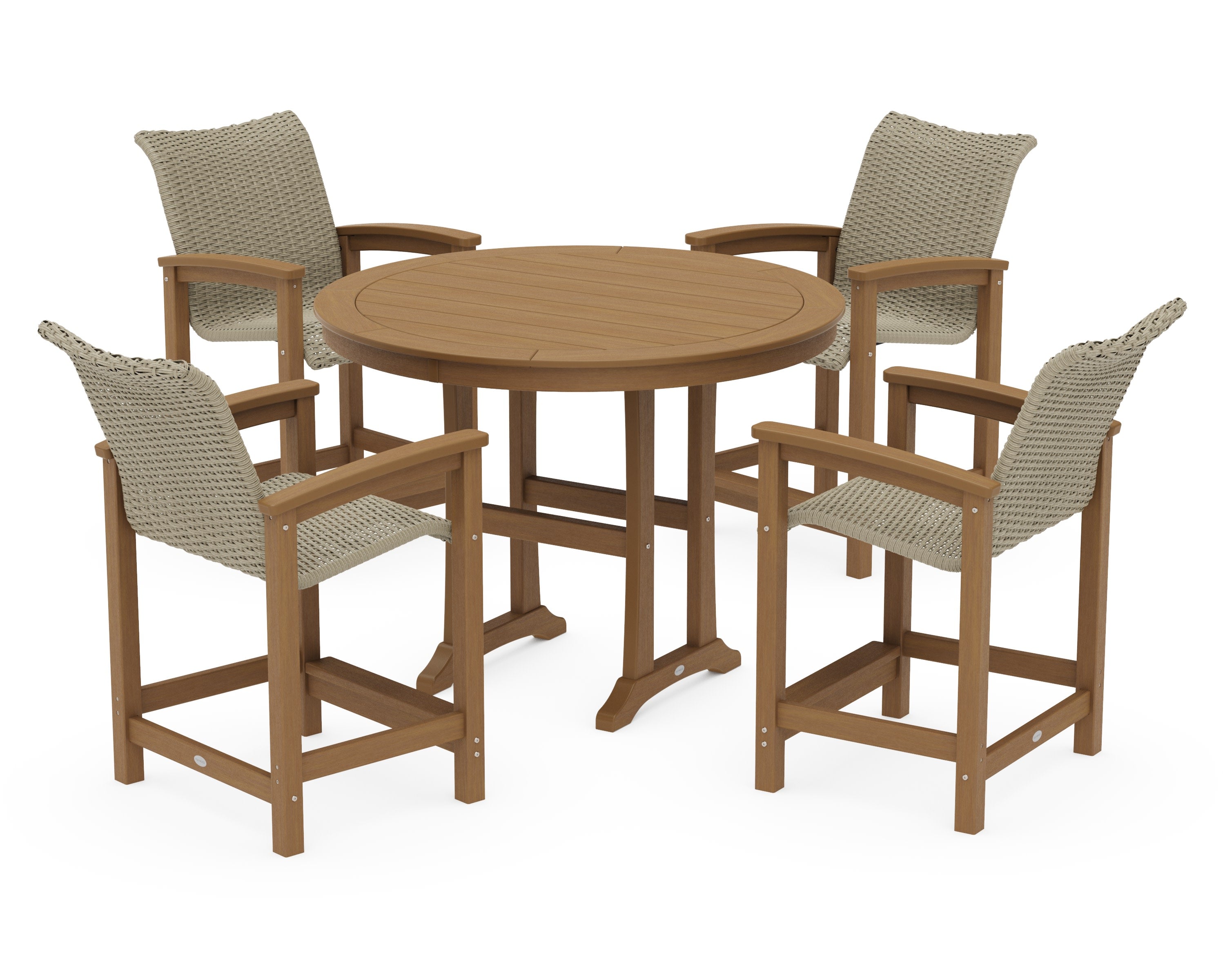 Coastal Woven 5-Piece Round Counter Set in Natural / Dune Grass