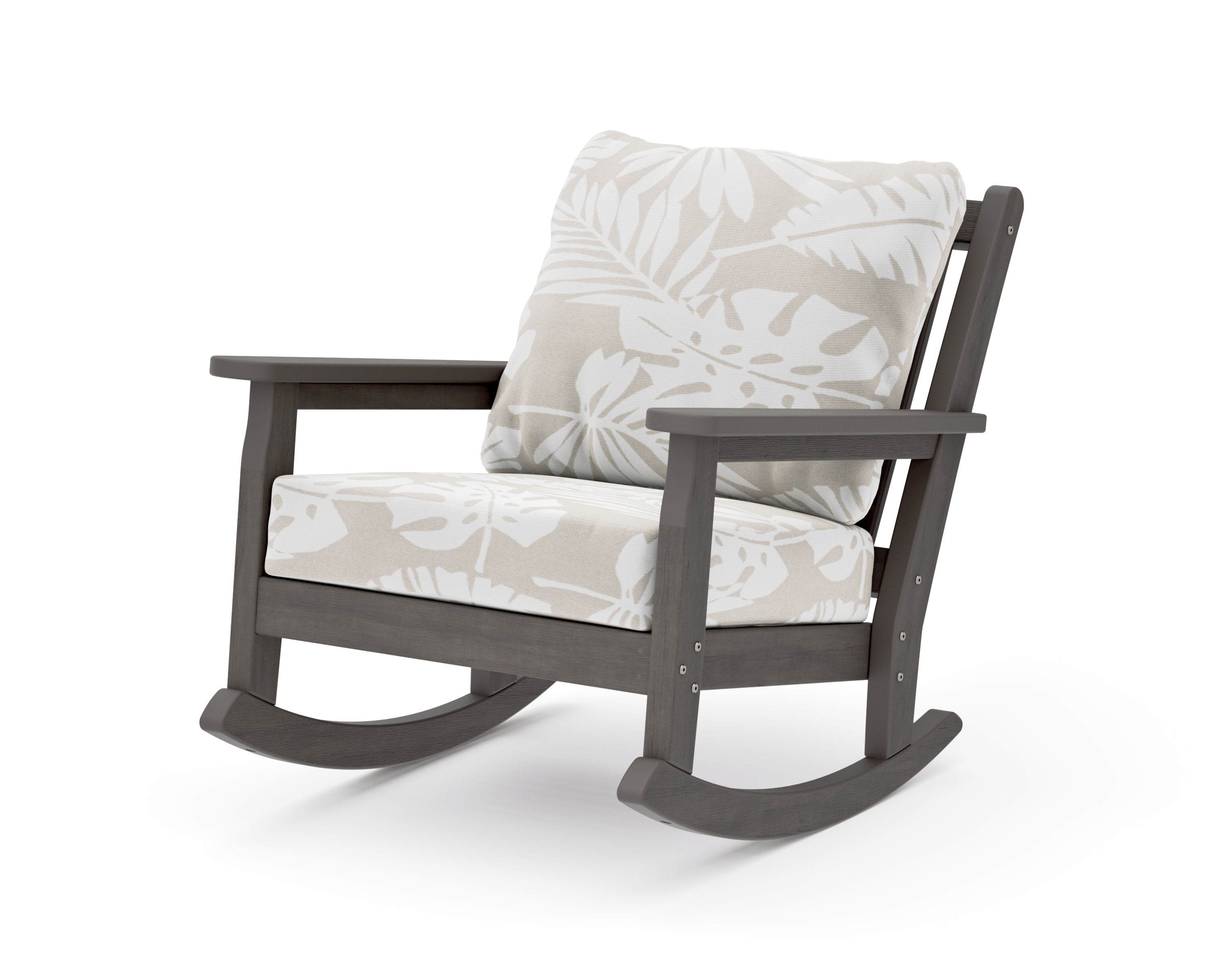 Chippendale Deep Seating Rocking Chair in Driftwood / Leaf Dune Burlap