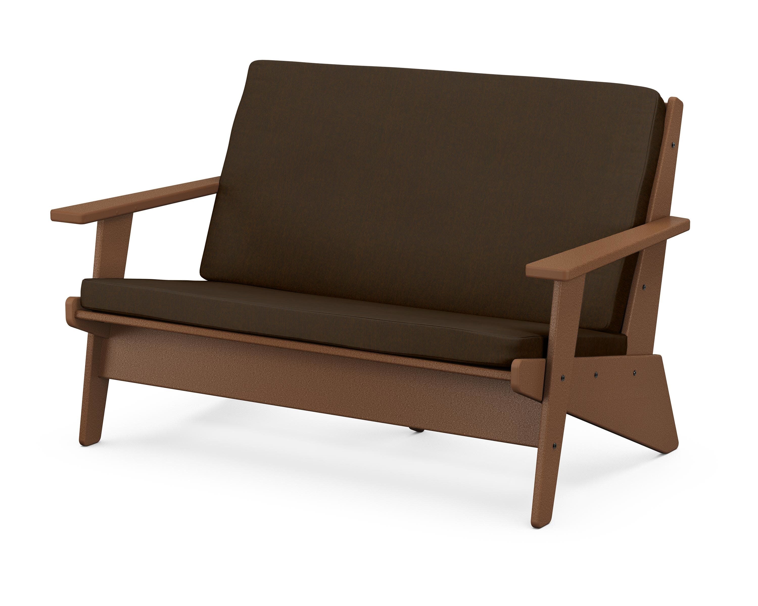 Riviera Modern Lounge Loveseat in Teak / Canvas Java
