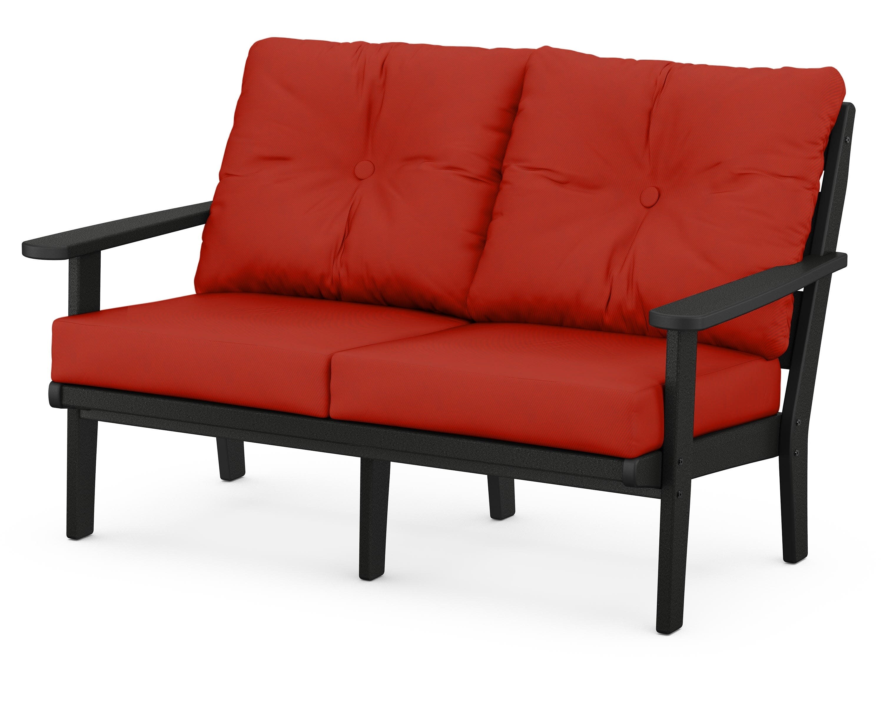 Lakeside Deep Seating Loveseat in Black / Canvas Jockey Red