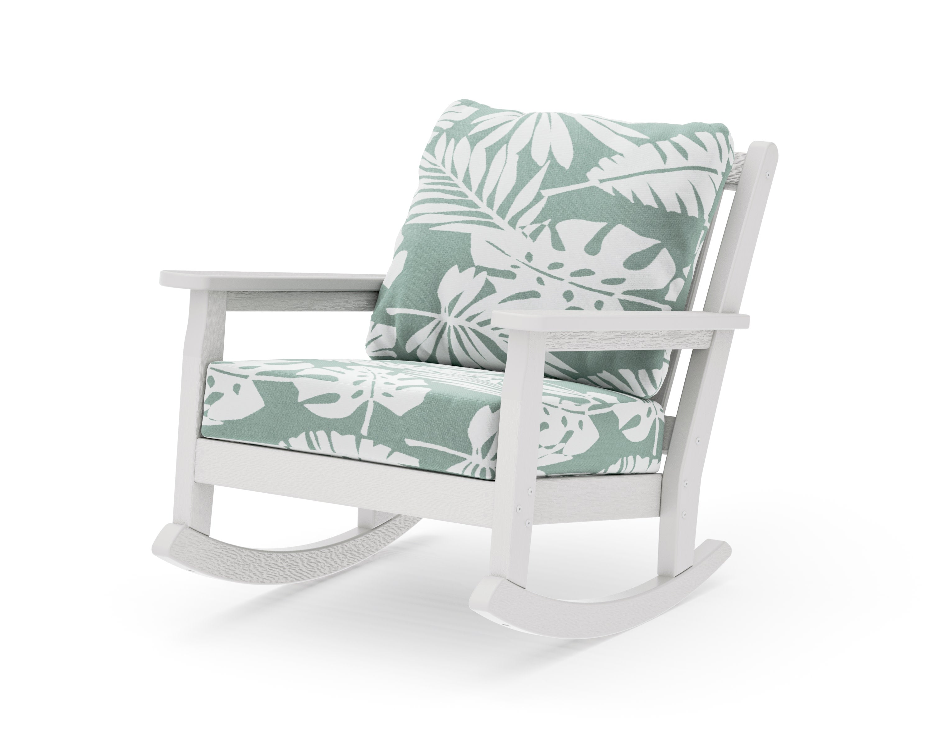 Chippendale Deep Seating Rocking Chair in Vintage White / Leaf Glacier Spa