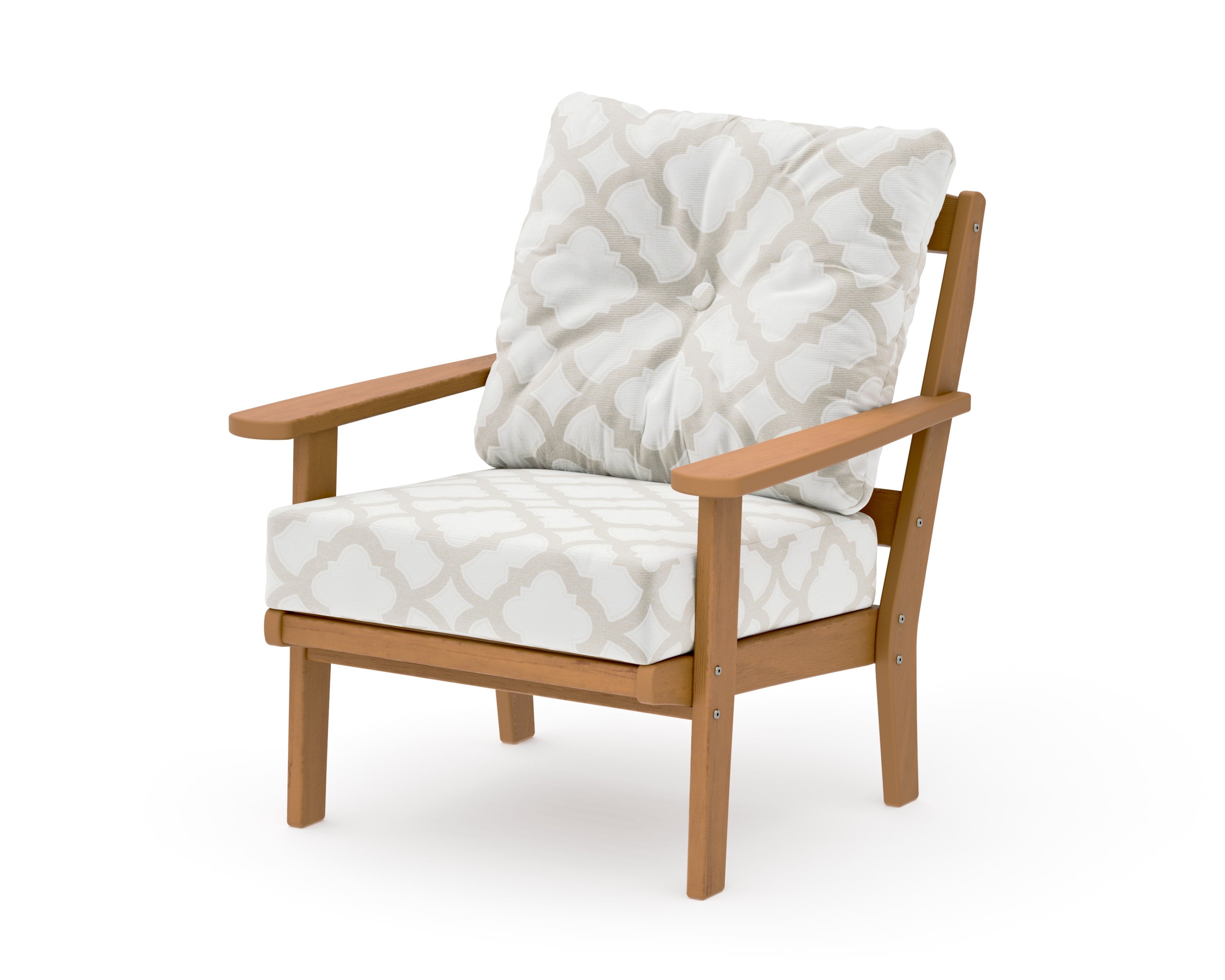 Mission Deep Seating Chair in Natural / Trellis Dune Burlap