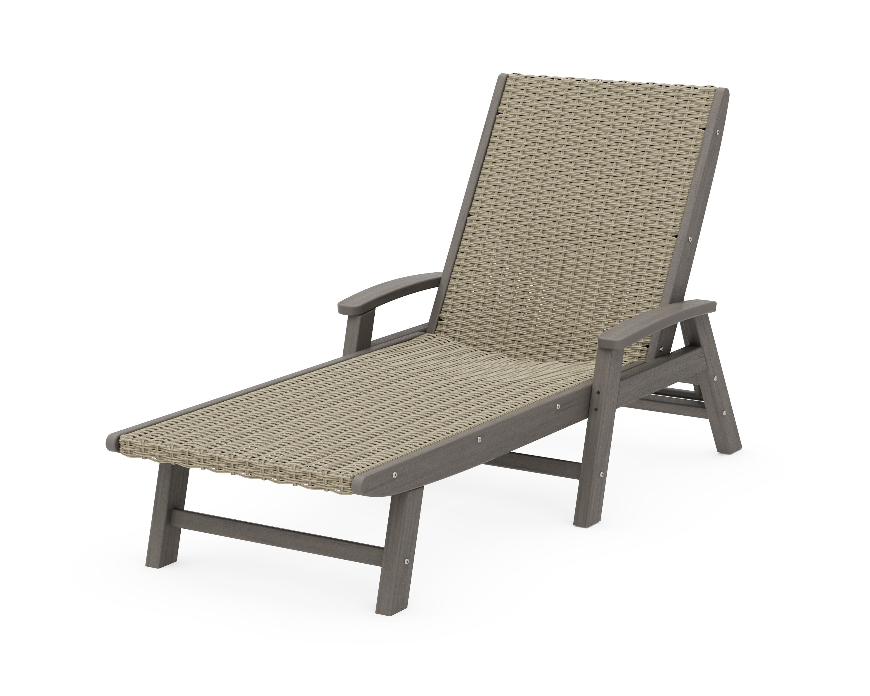 Coastal Woven Chaise with Arms in Driftwood / Dune Grass