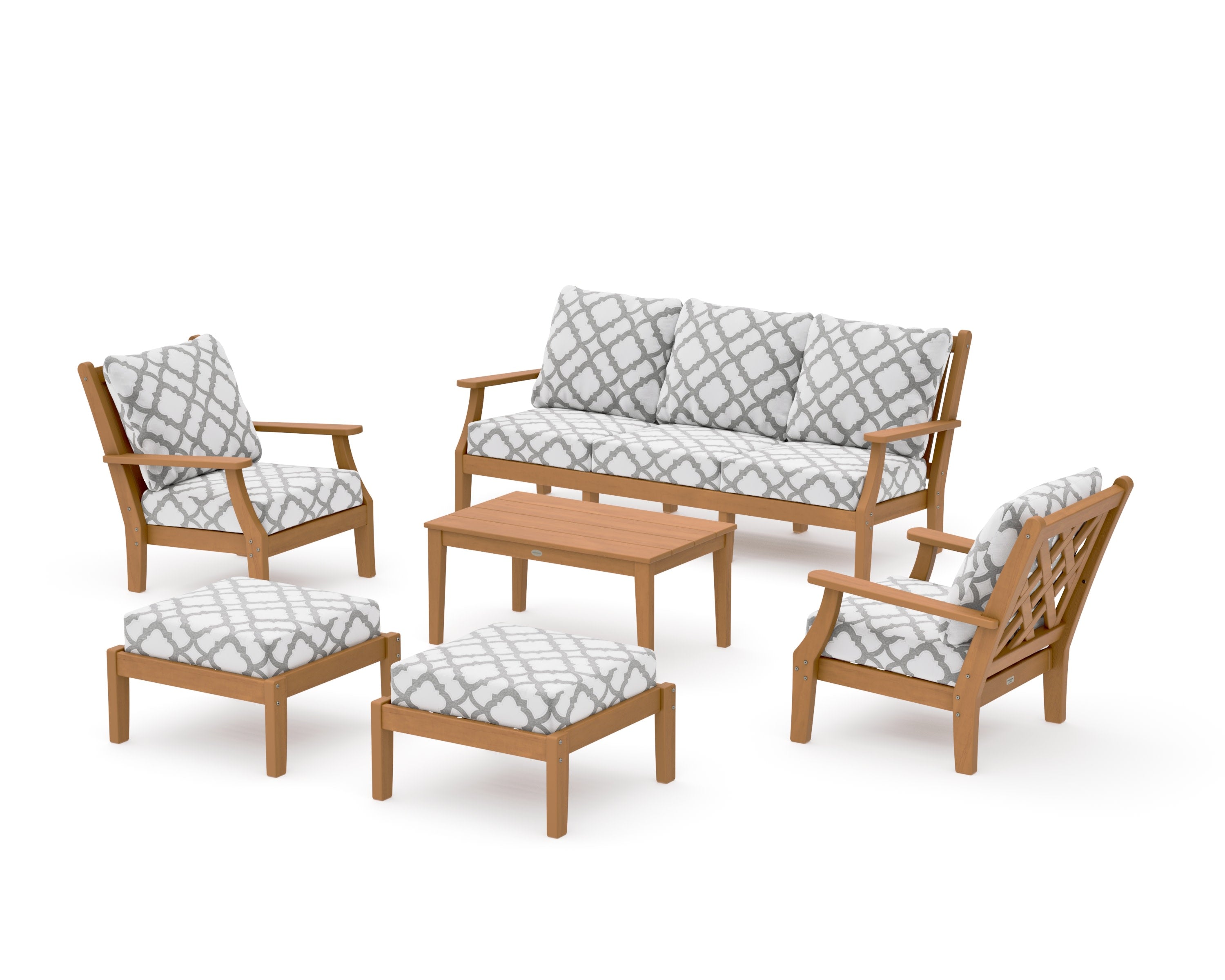 Wovendale 6-Piece Lounge Sofa Set in Natural / Trellis Grey Mist