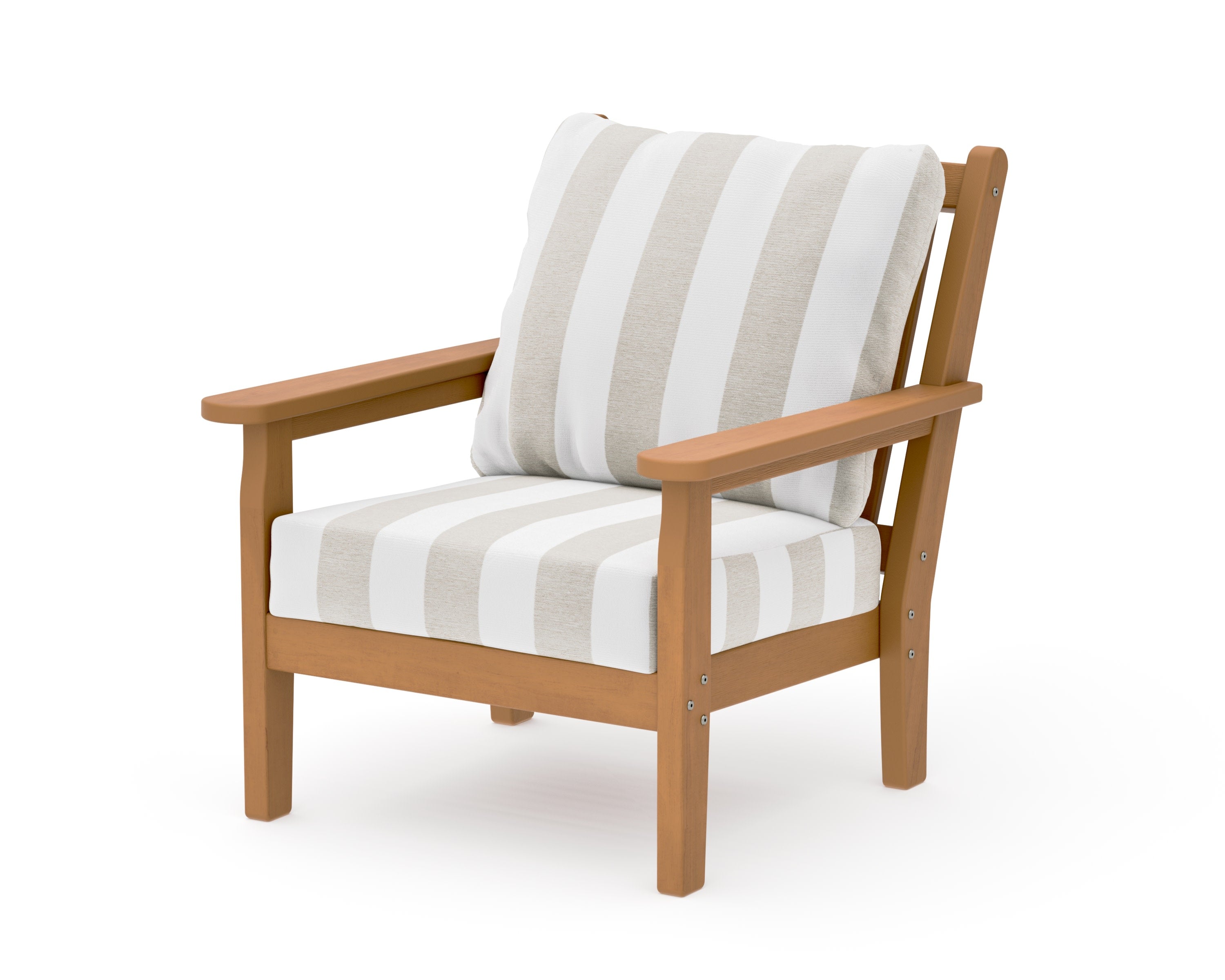 Chippendale Deep Seating Chair in Natural / Cabana Stripe Dune Burlap