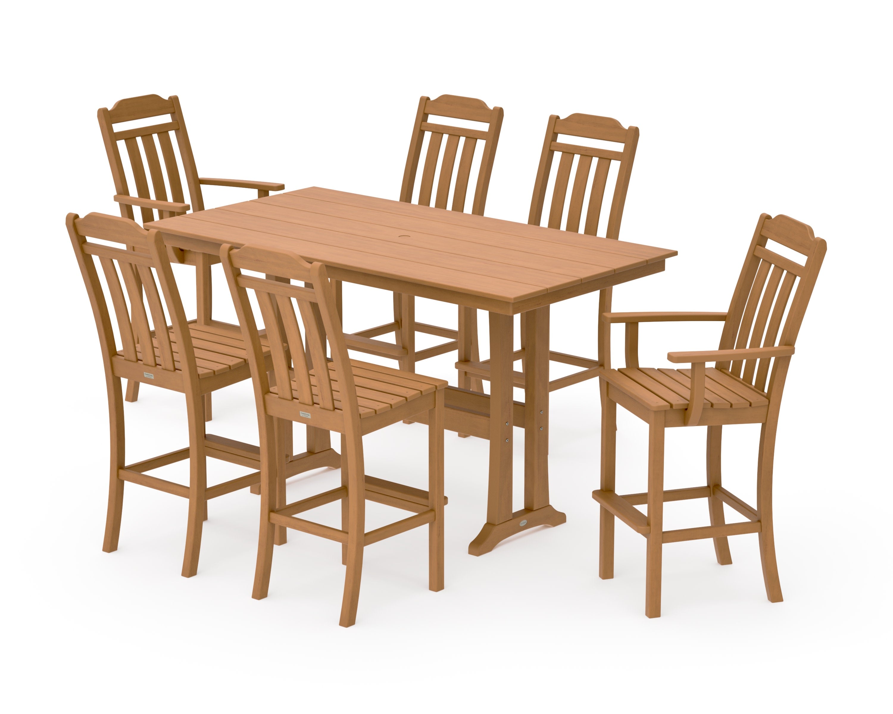 Cottage 7-Piece Farmhouse Bar Set with Trestle Legs in Natural