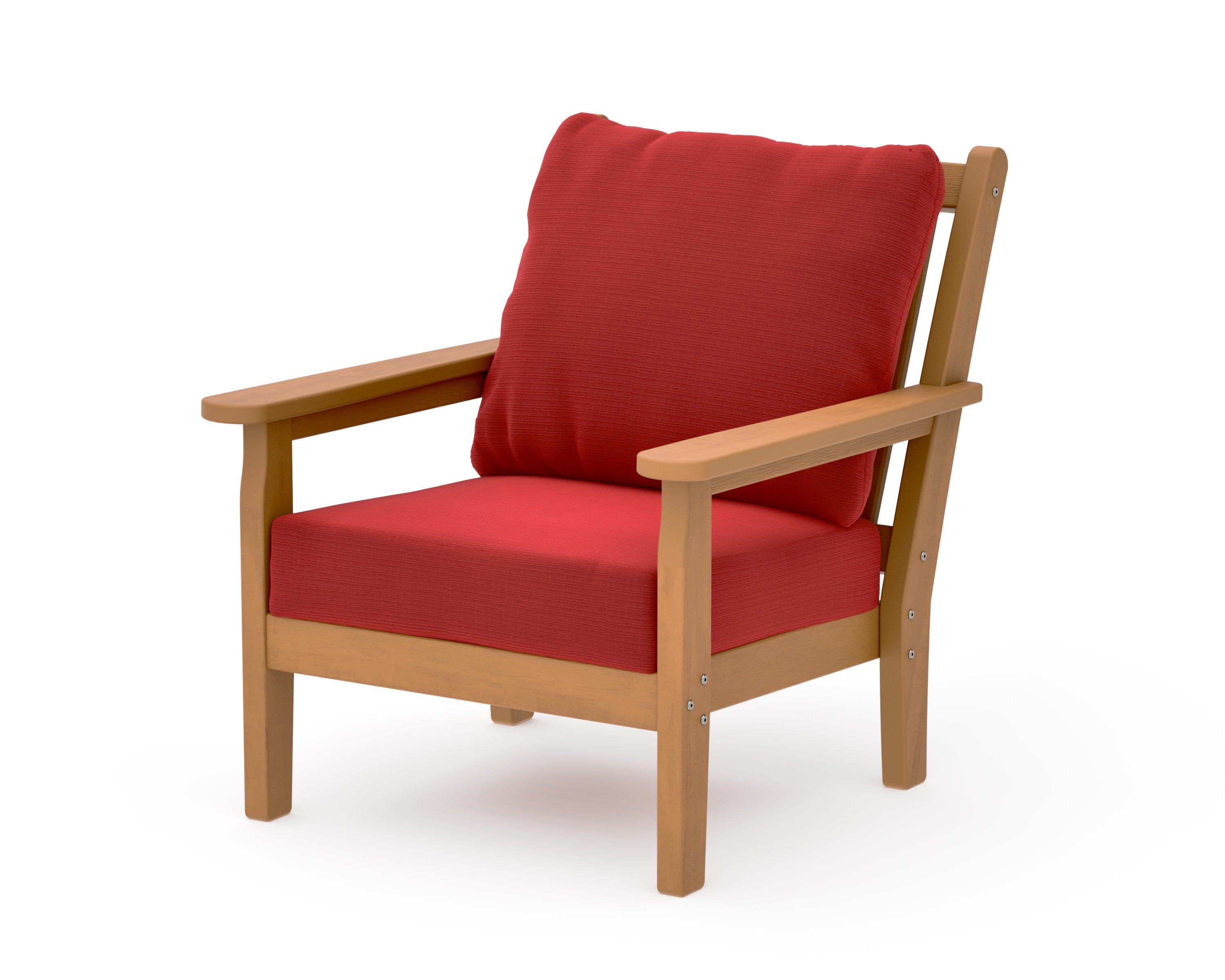 Chippendale Deep Seating Chair in Natural / Crimson Linen