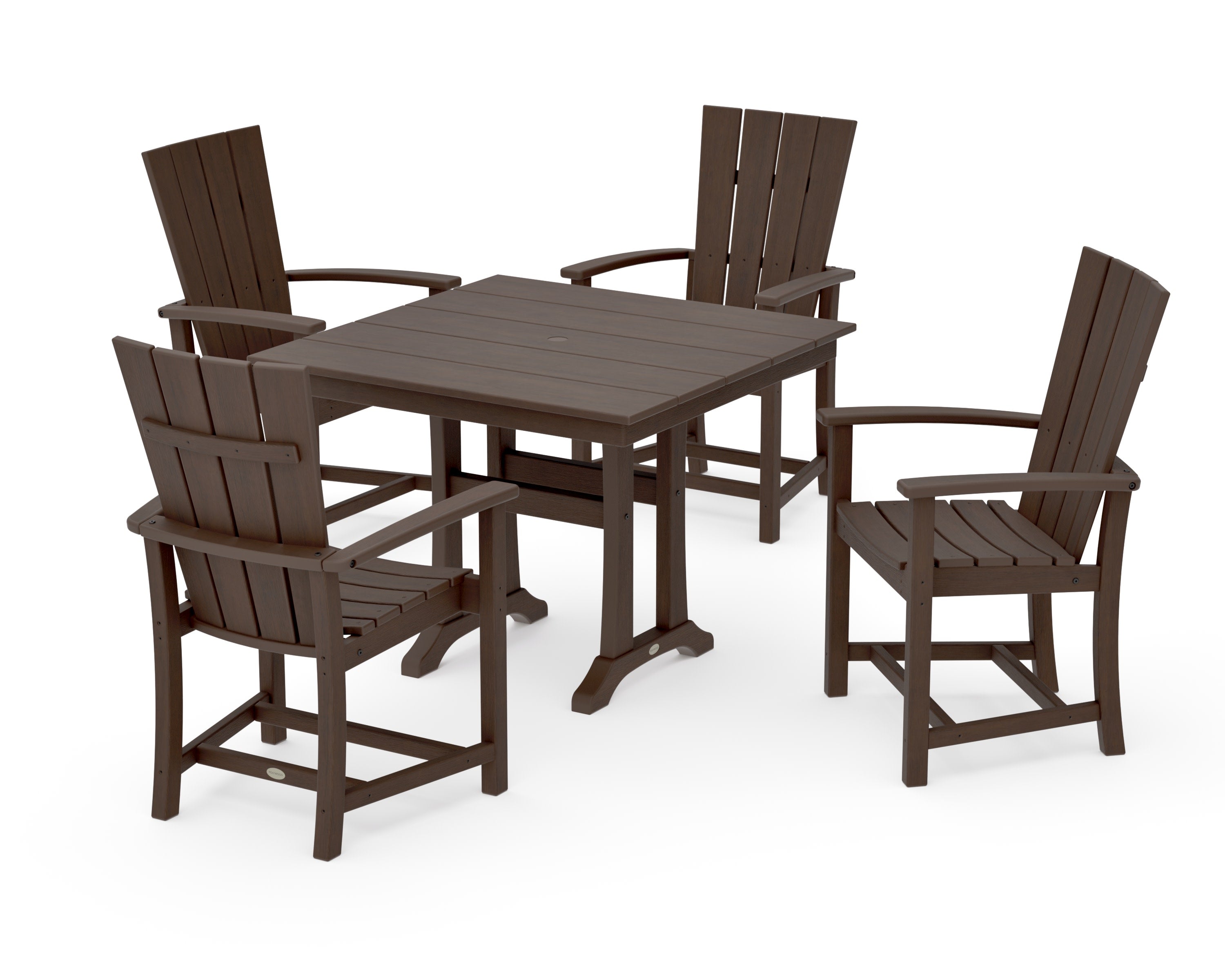 Quattro 5-Piece Farmhouse Dining Set With Trestle Legs in Kona