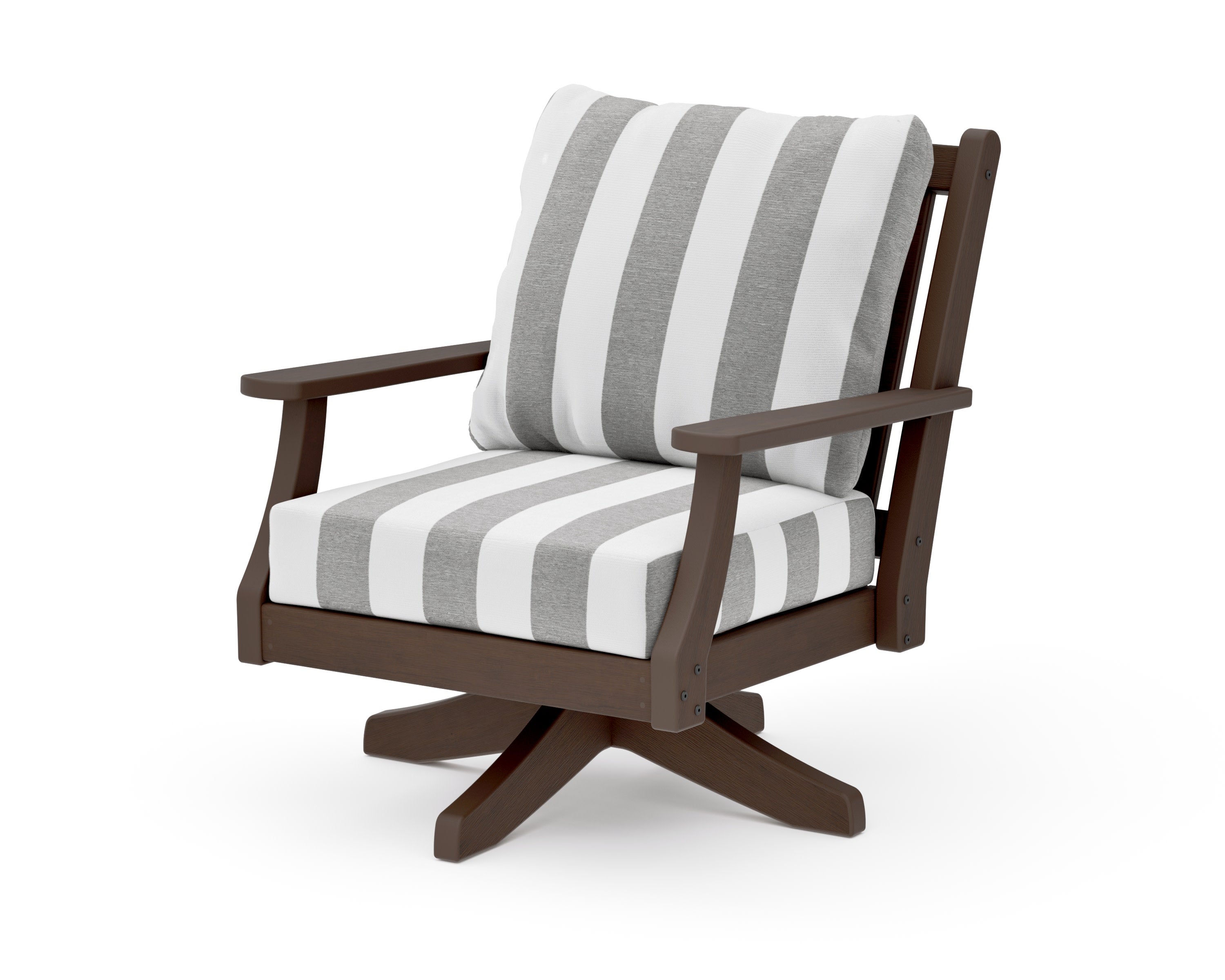 Wovendale Deep Seating Swivel Chair in Kona / Cabana Stripe Grey Mist